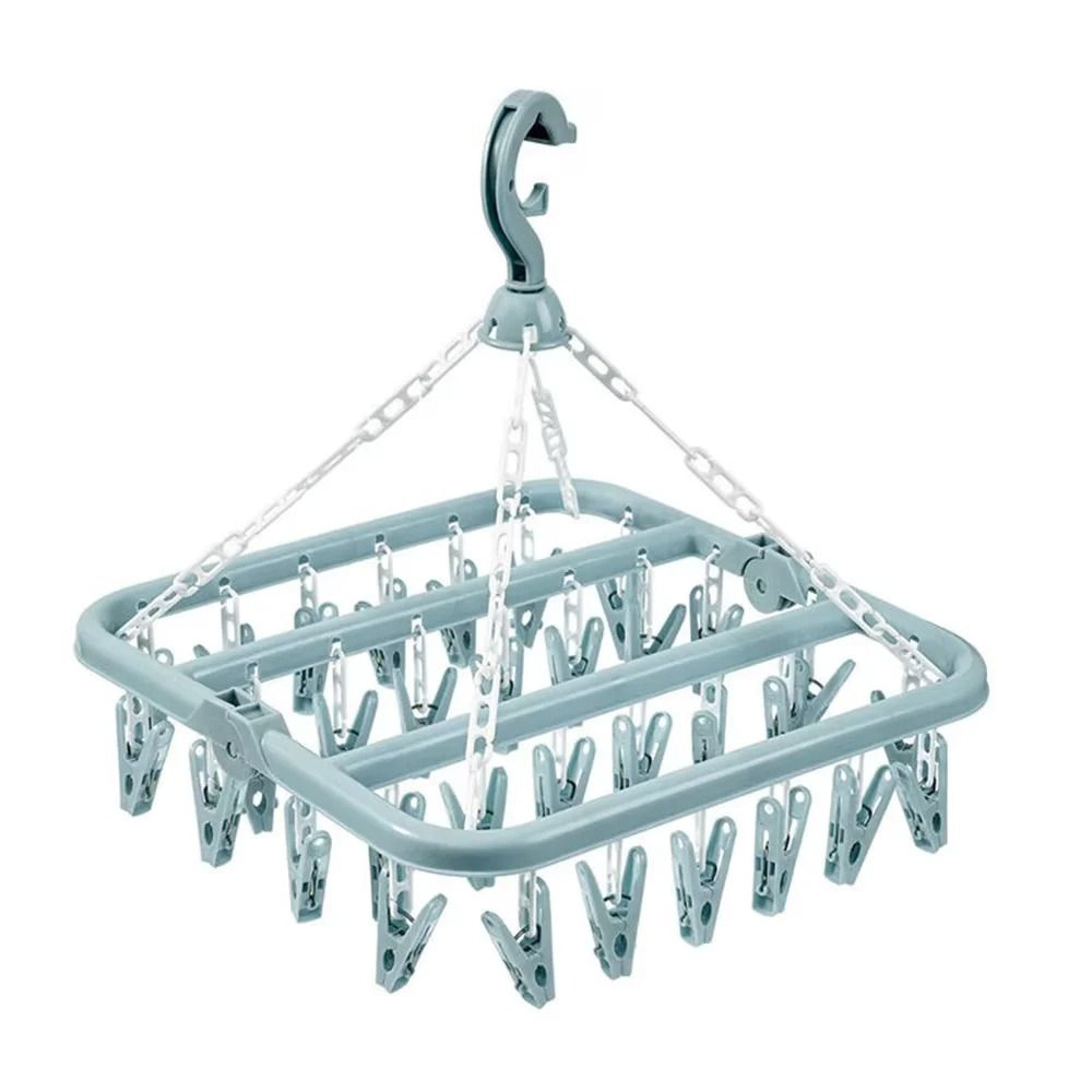 Folding Windproof Socks Clip Drying Hanger Space Saving 32 Clip Laundry Organizer 9