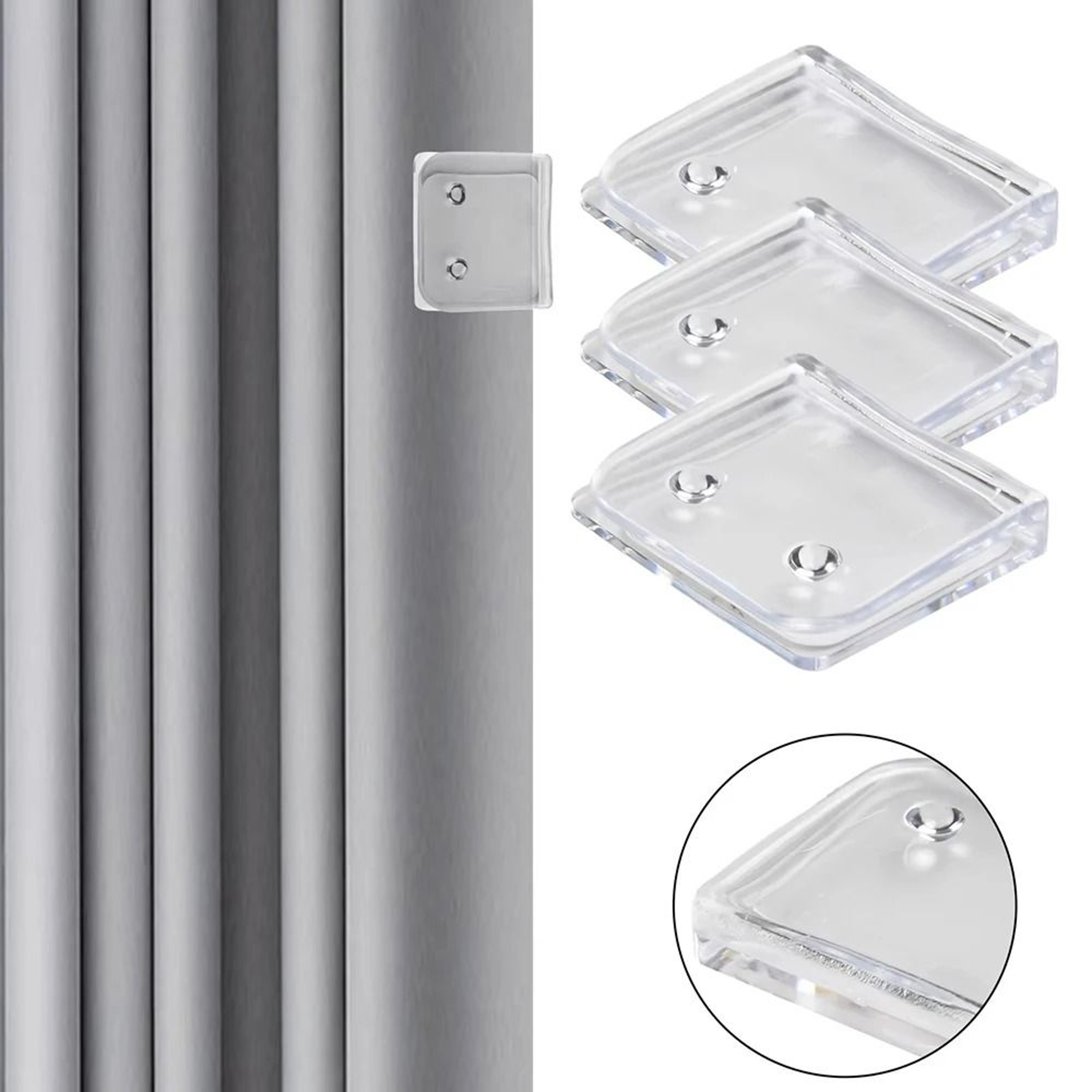Non Punch Shower Curtain Clamps Transparent Splash Guard Clips Set Of 4 0