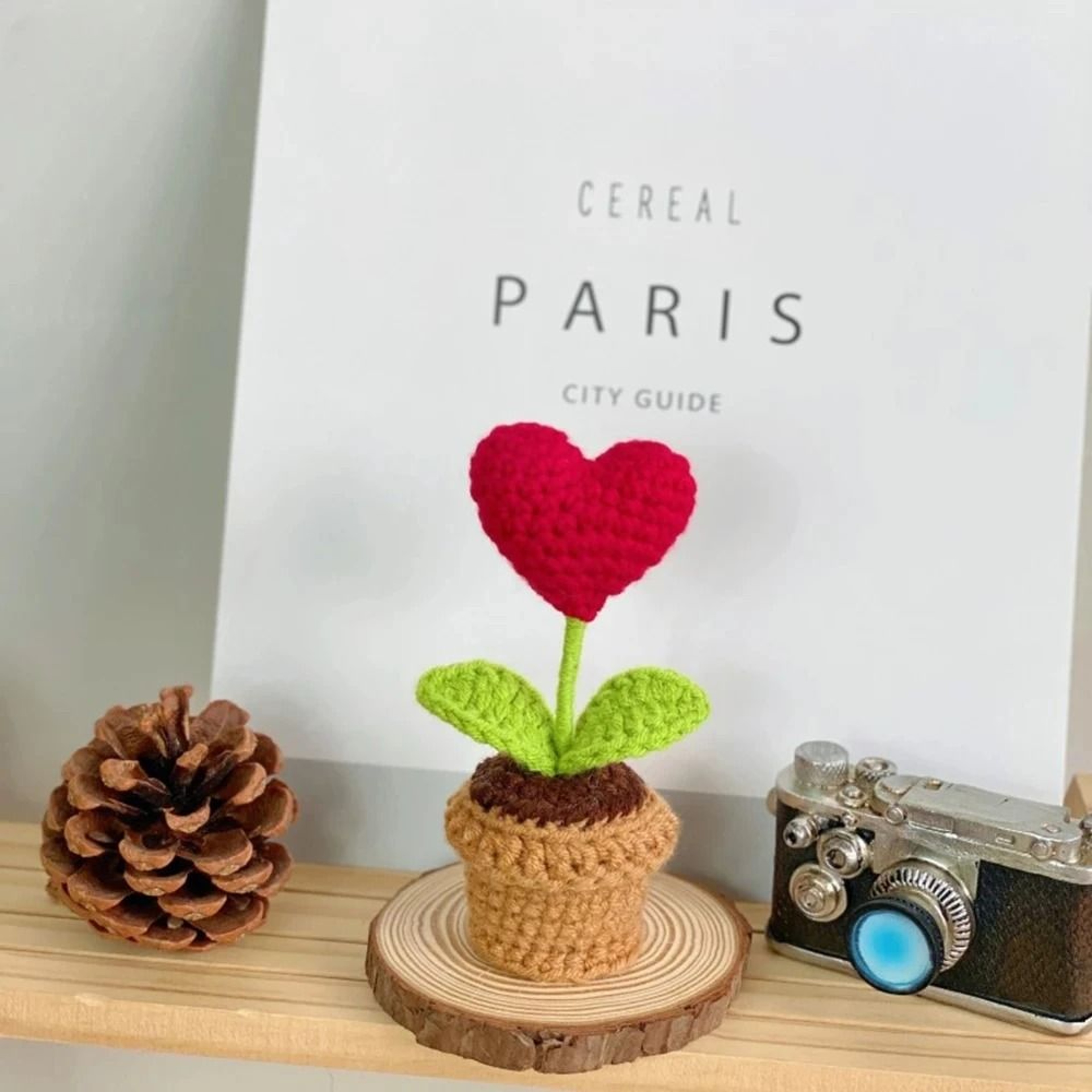 Crochet Style Artificial Potted Flower Mini Decorative Plant Ornament Gift 5