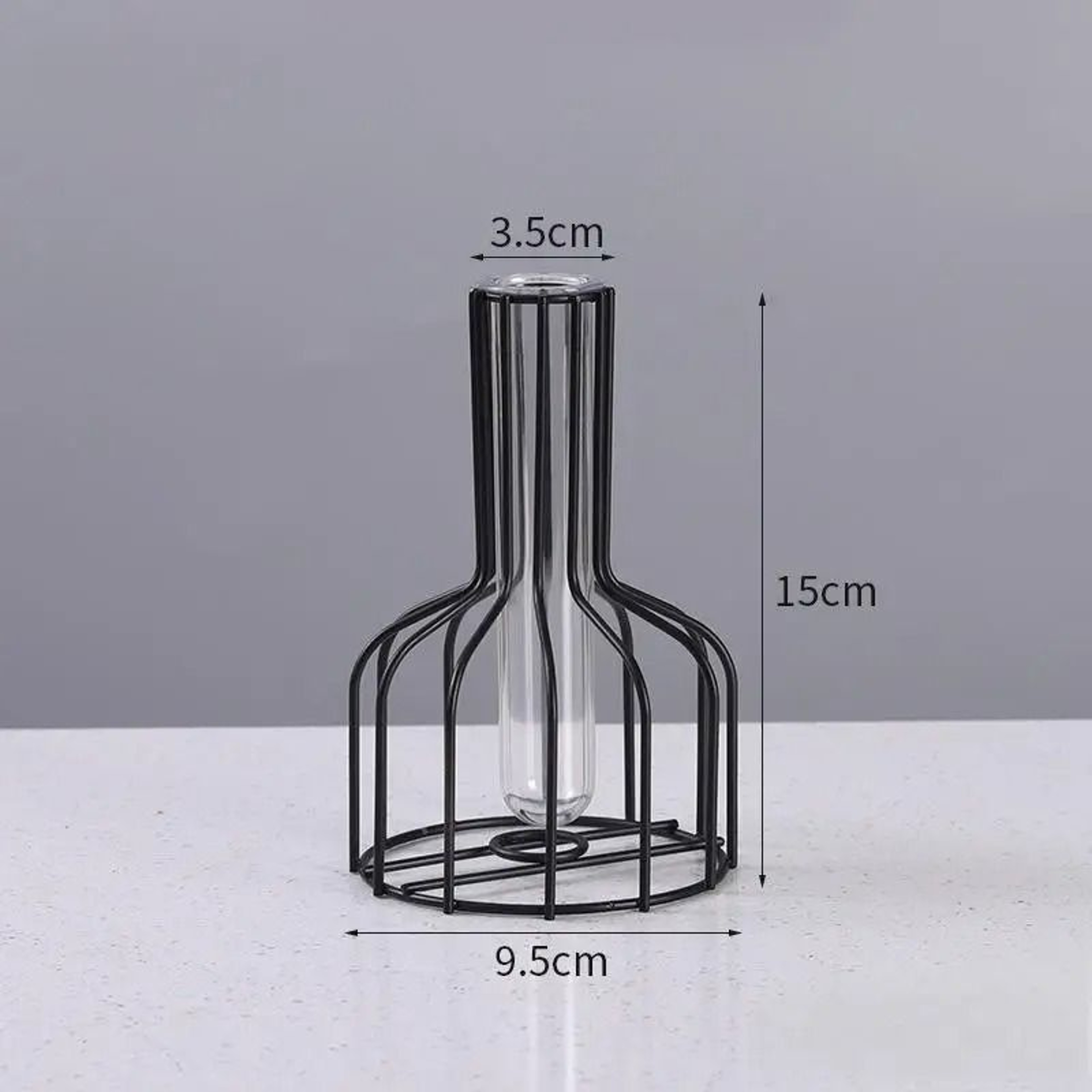 Gold Hollow Iron Vase With Clear Tube Modern Flower Holder For Dried And Artificial Arrangements 8