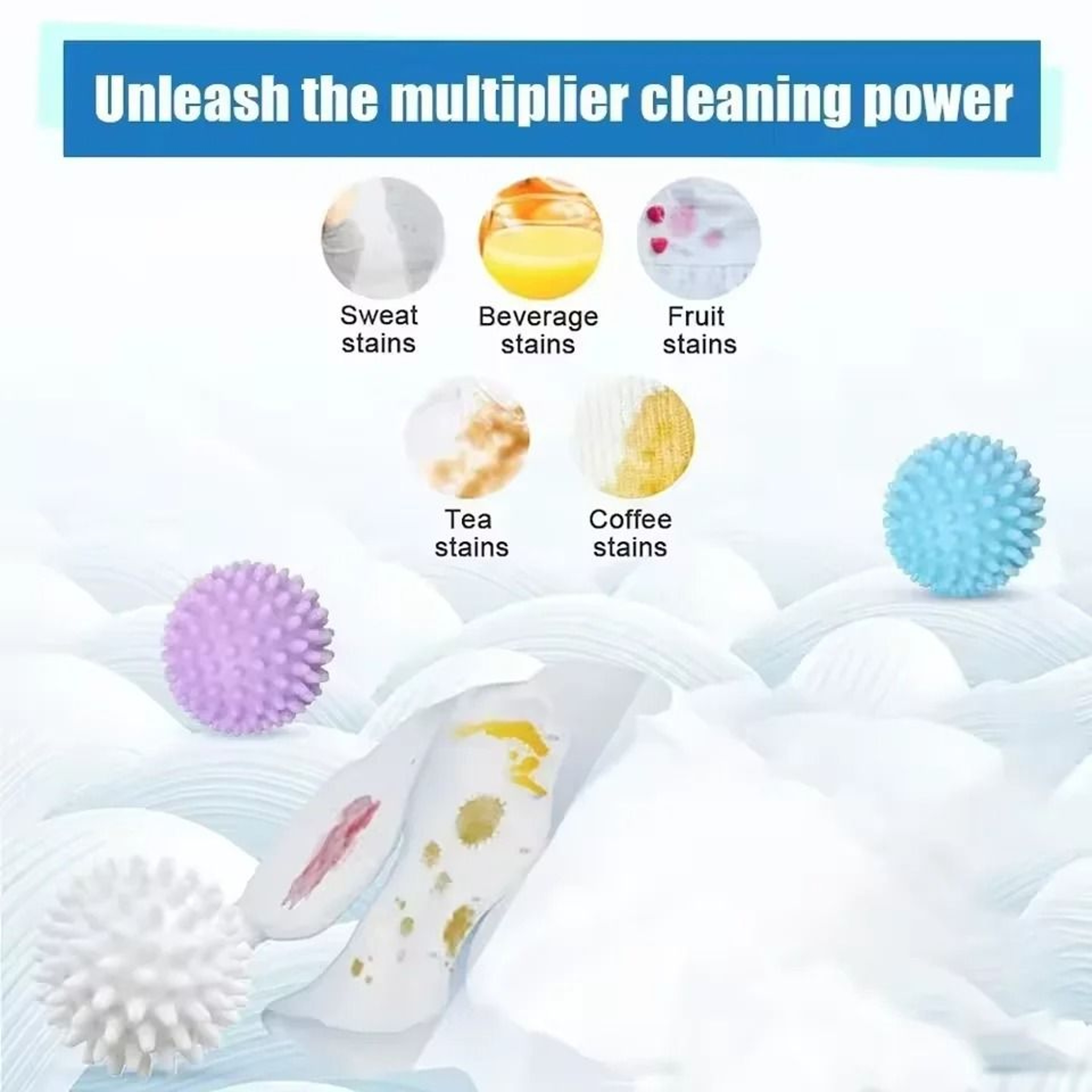 Silicone Laundry Dryer Balls Set Of 6 Anti Tangle Reusable Laundry Cleaning Balls 4