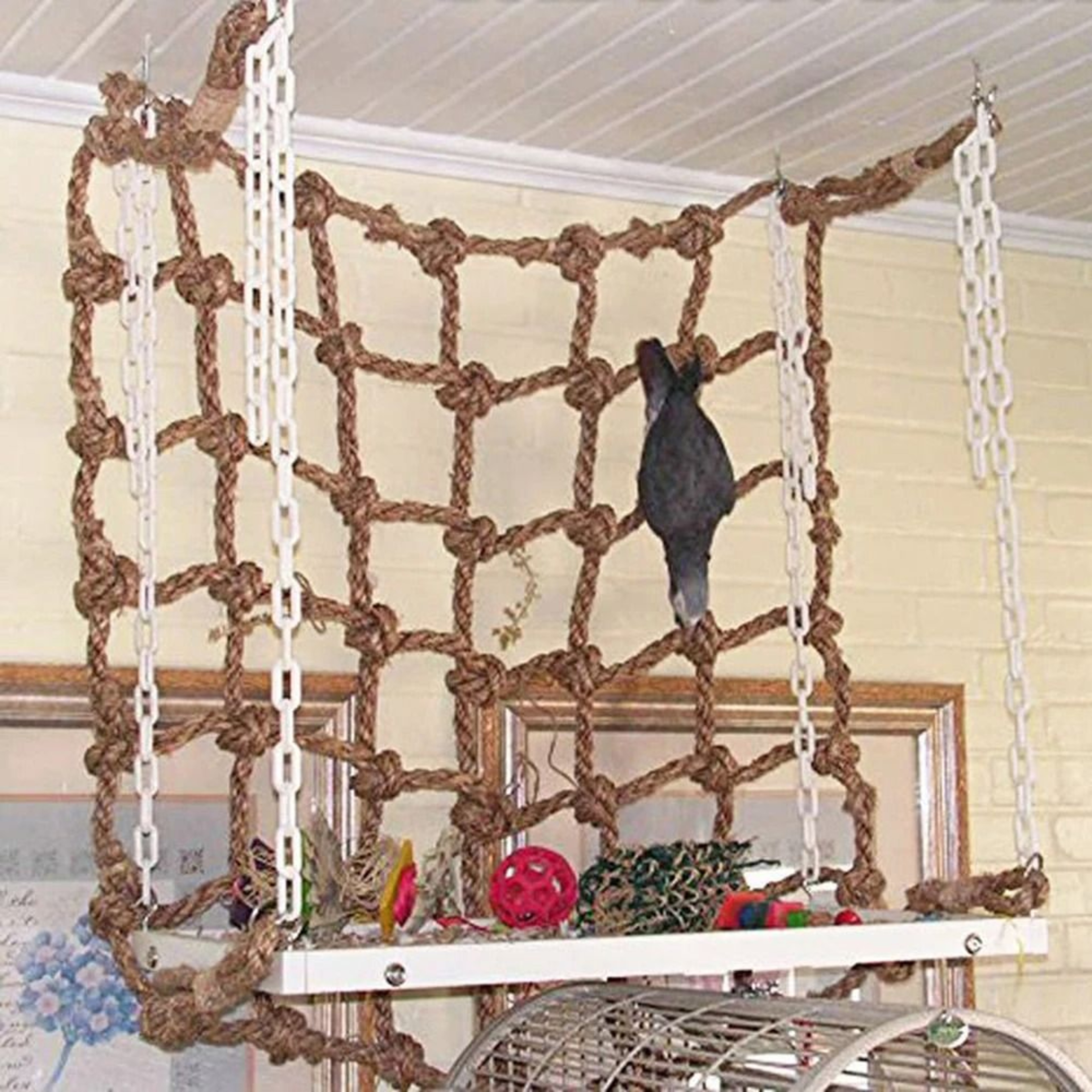 Parrot Rope Climbing Net Toy Hemp Gnawing And Adventure Play Net 0