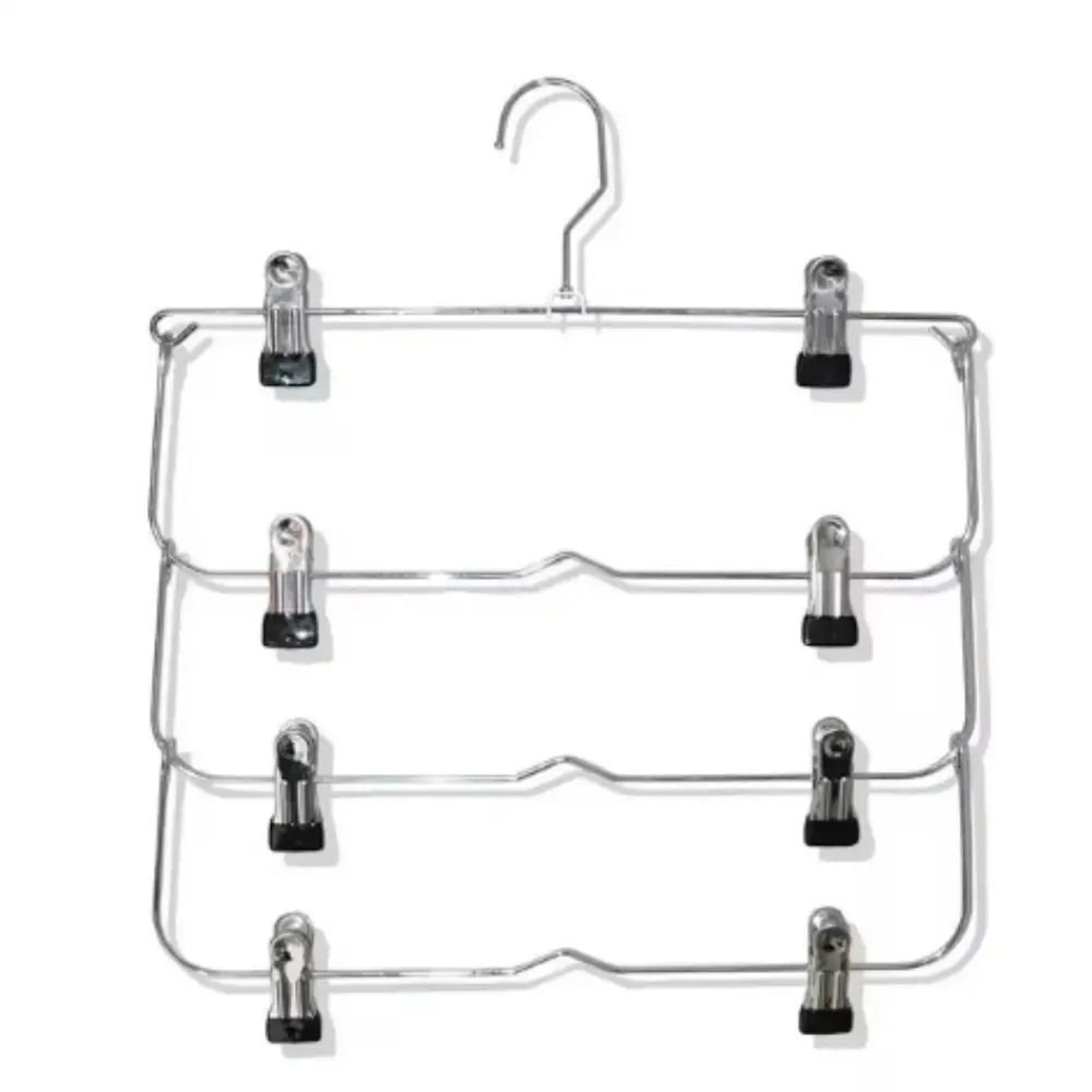 4 Tier Stainless Steel Pants Hanger Non Slip Skirt Rack With Adjustable Clips 7