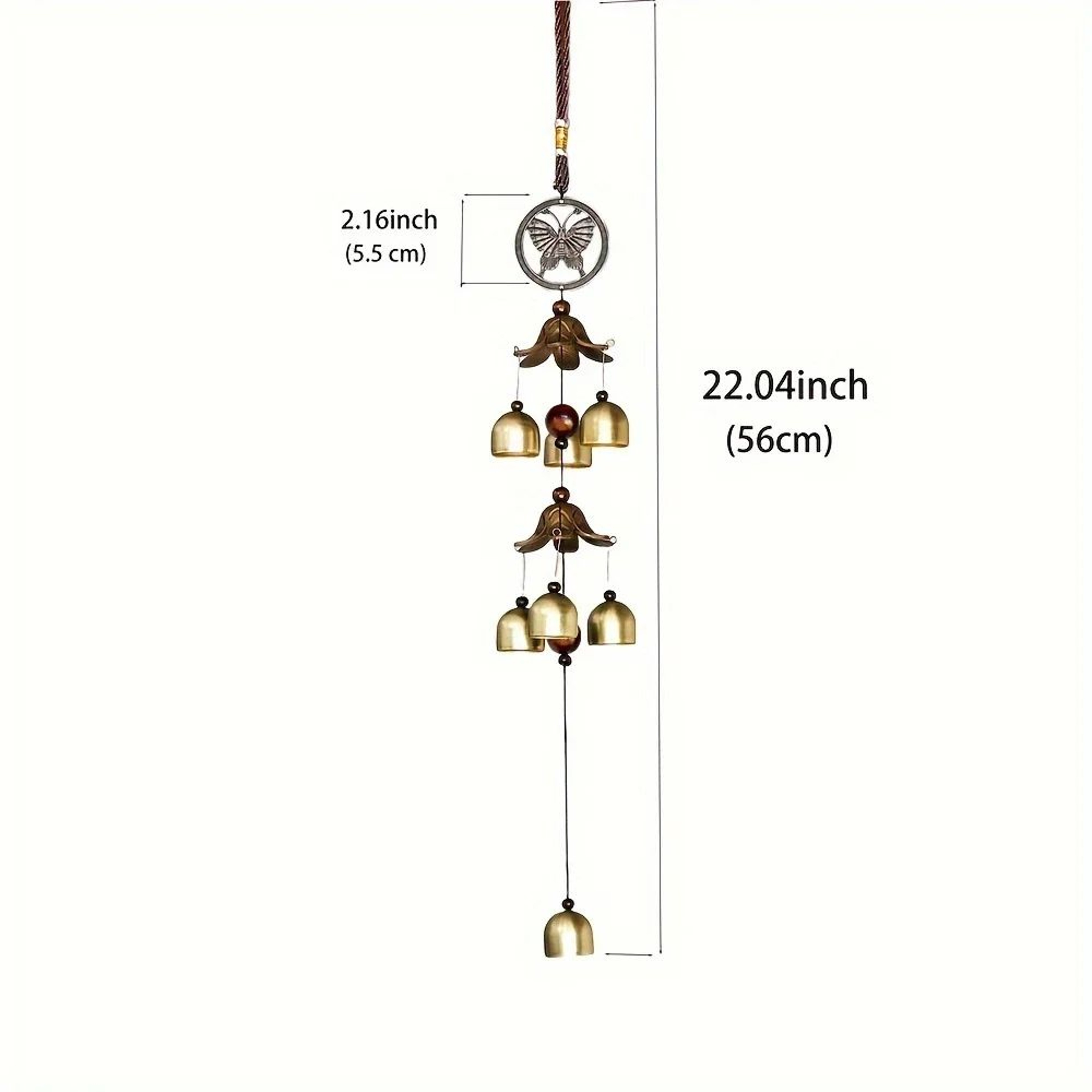Double Metal Bell Wind Chime Brass Color Hanging Decor For Garden Patio And Home 1