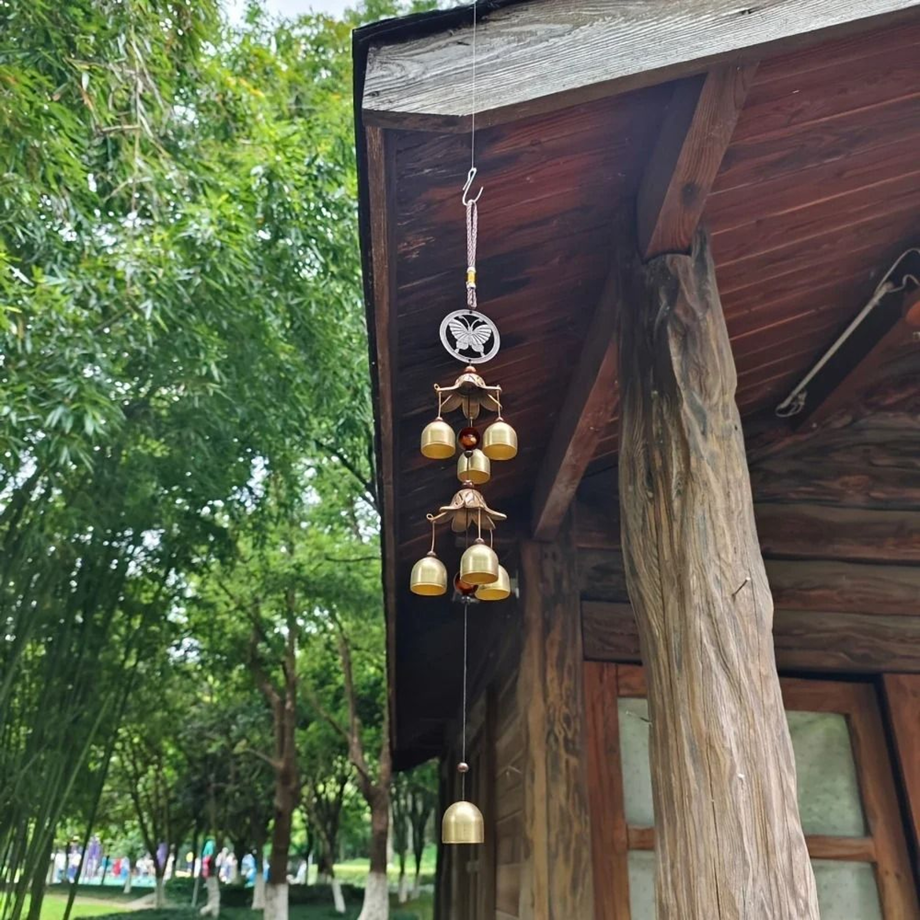 Random Style Double Metal Bell Wind Chime Brass Color Hanging Decor For Garden And Patio 0
