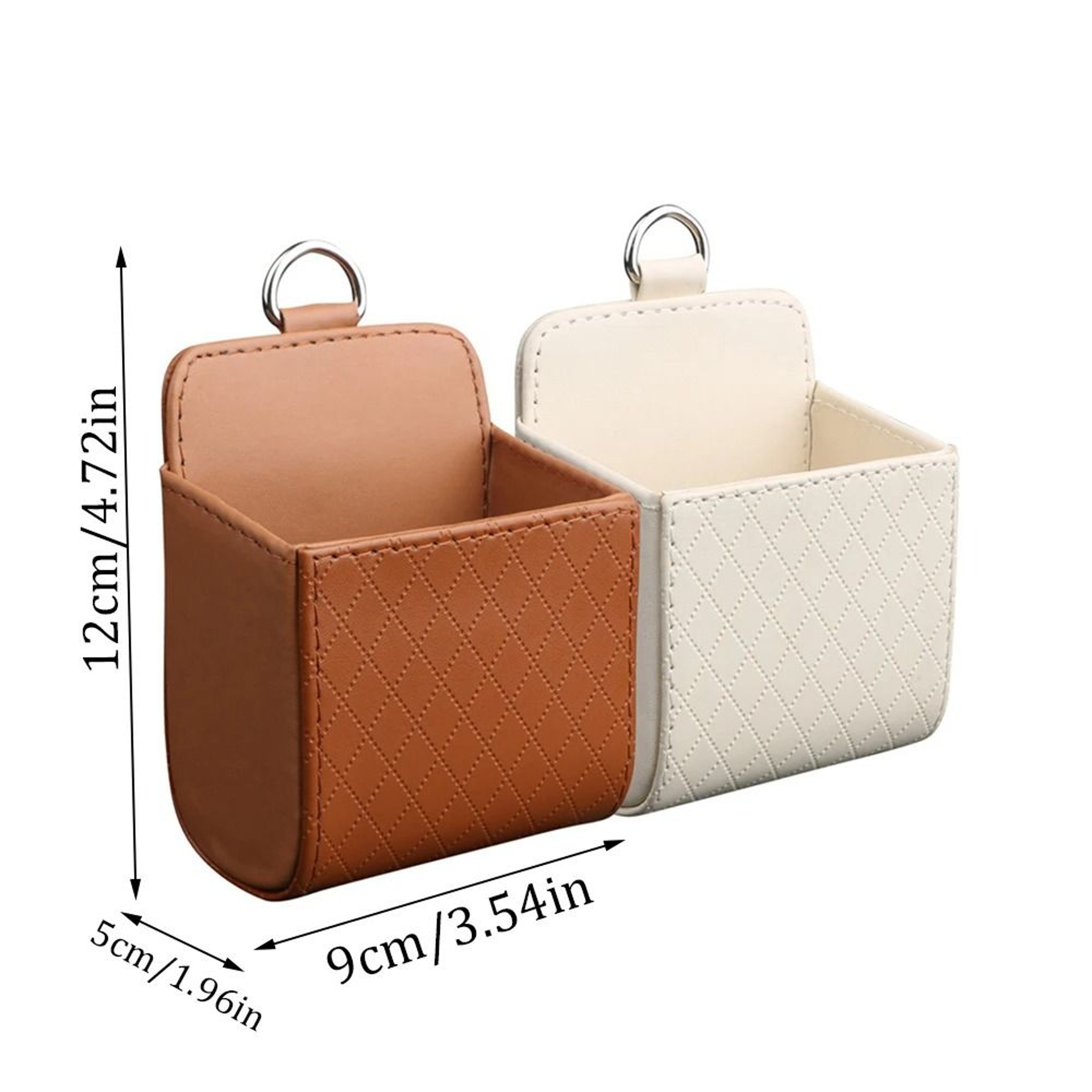 Car Air Vent Phone Holder Hanging Storage Bag PU Leather Glasses And Accessory Organizer 1