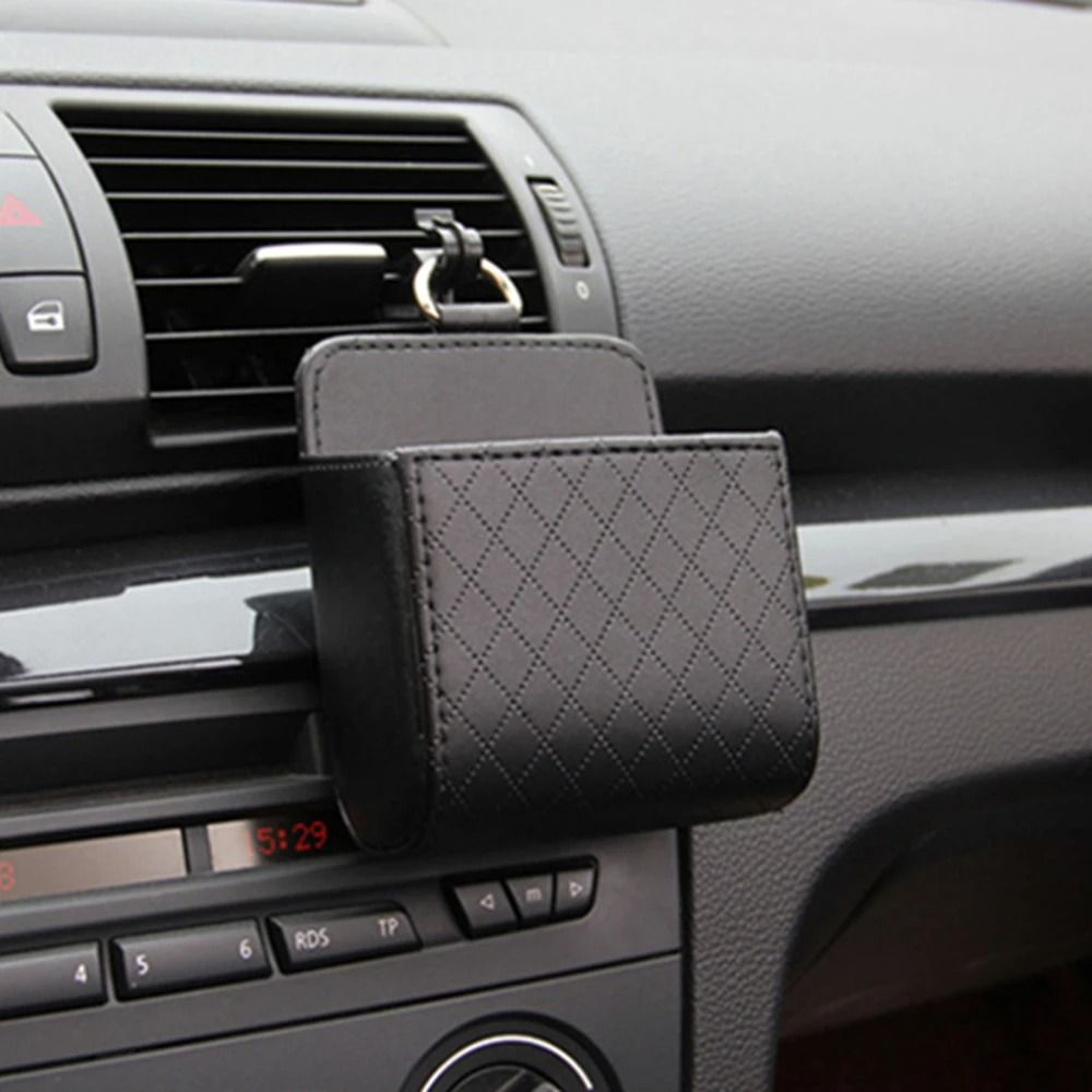 Car Air Vent Phone Holder Hanging Storage Bag PU Leather Glasses And Accessory Organizer 6