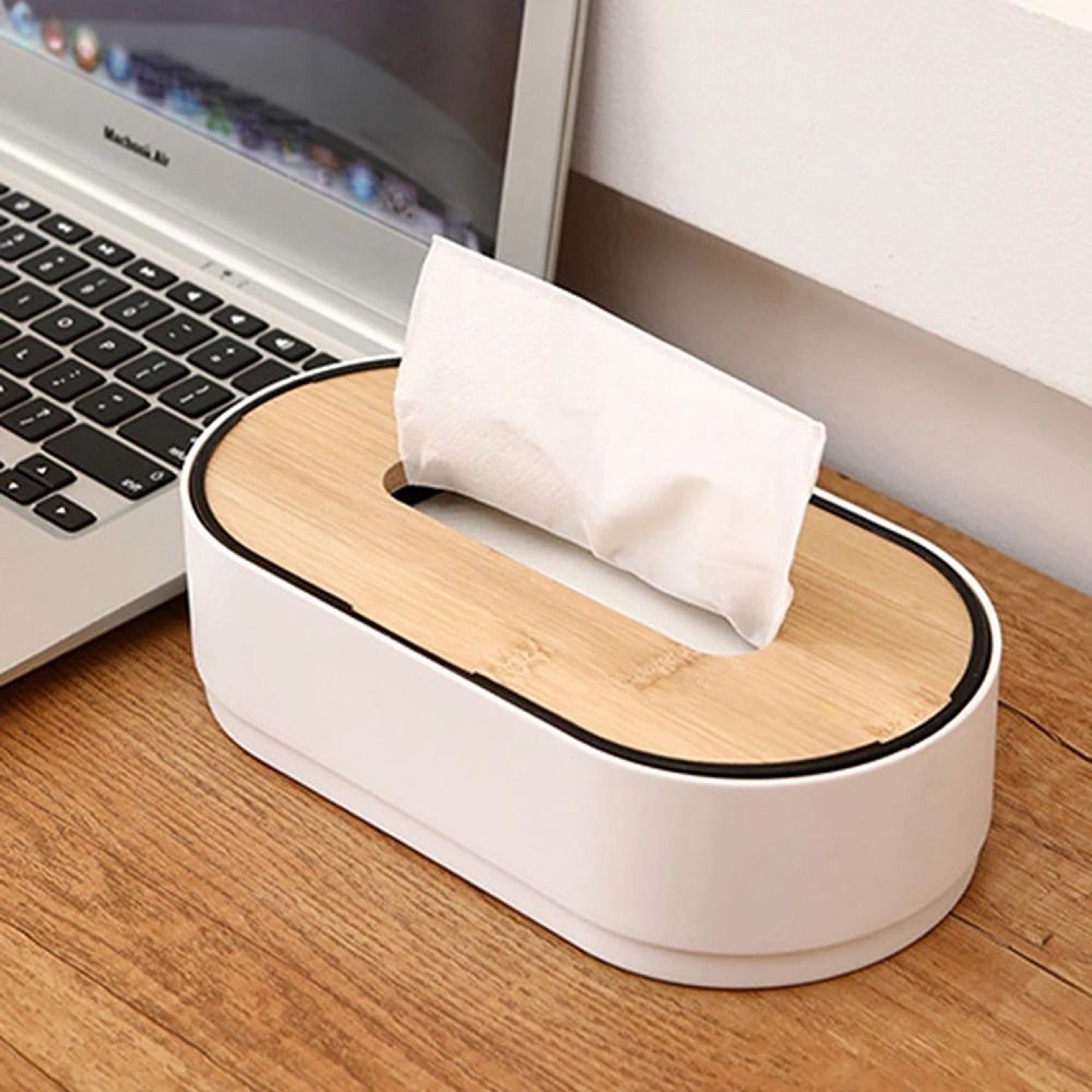 Bamboo Tissue Box Cover Wooden Tissue Organizer Case For Table And Home Decor 0