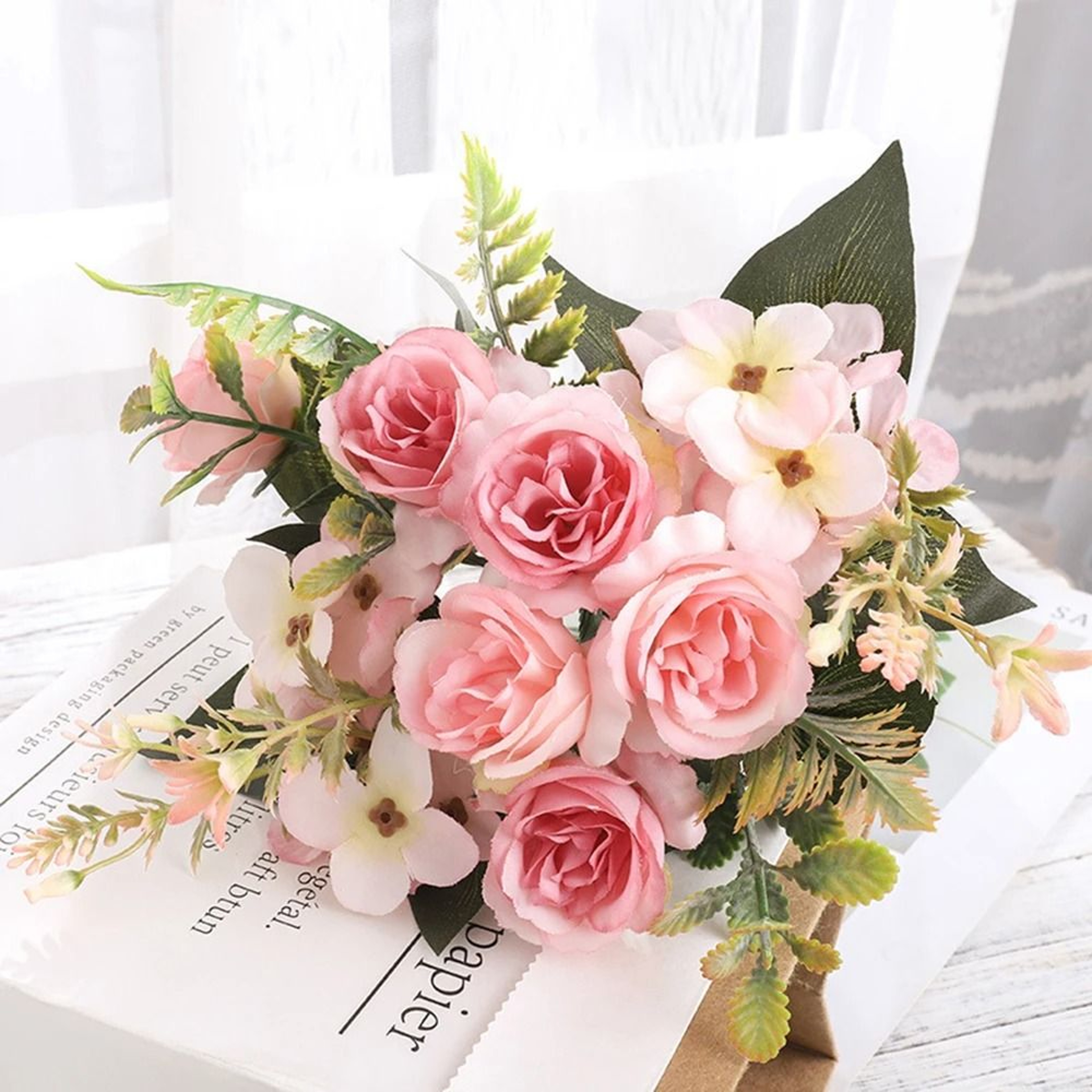 Artificial Peony And Hydrangea Bouquet Silk Flowers For Wedding Home And Party Decor 6