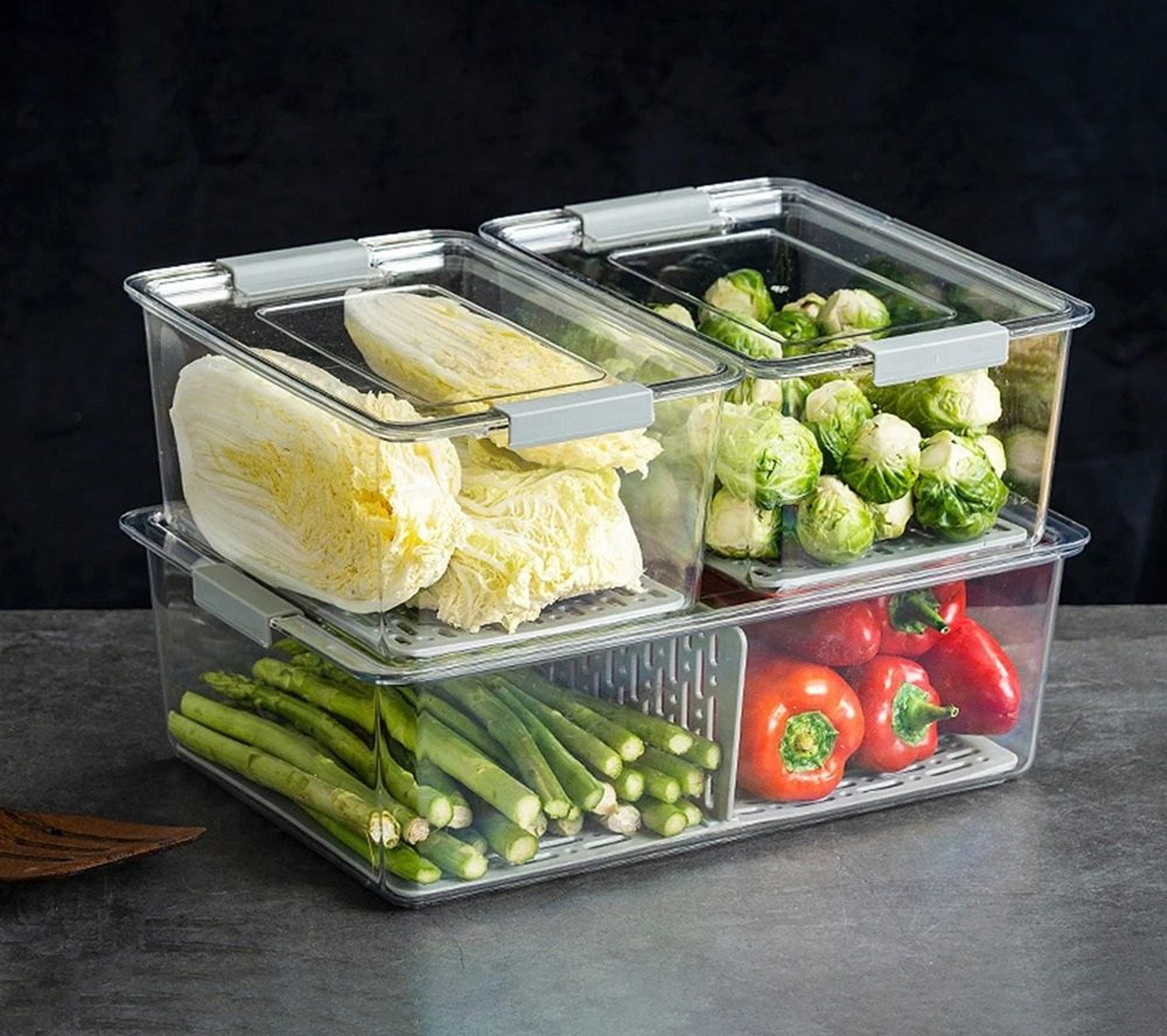 Stackable Fridge Organizer Bins With Lids Clear Food Storage Containers For Fruit Pantry And Freeze 3
