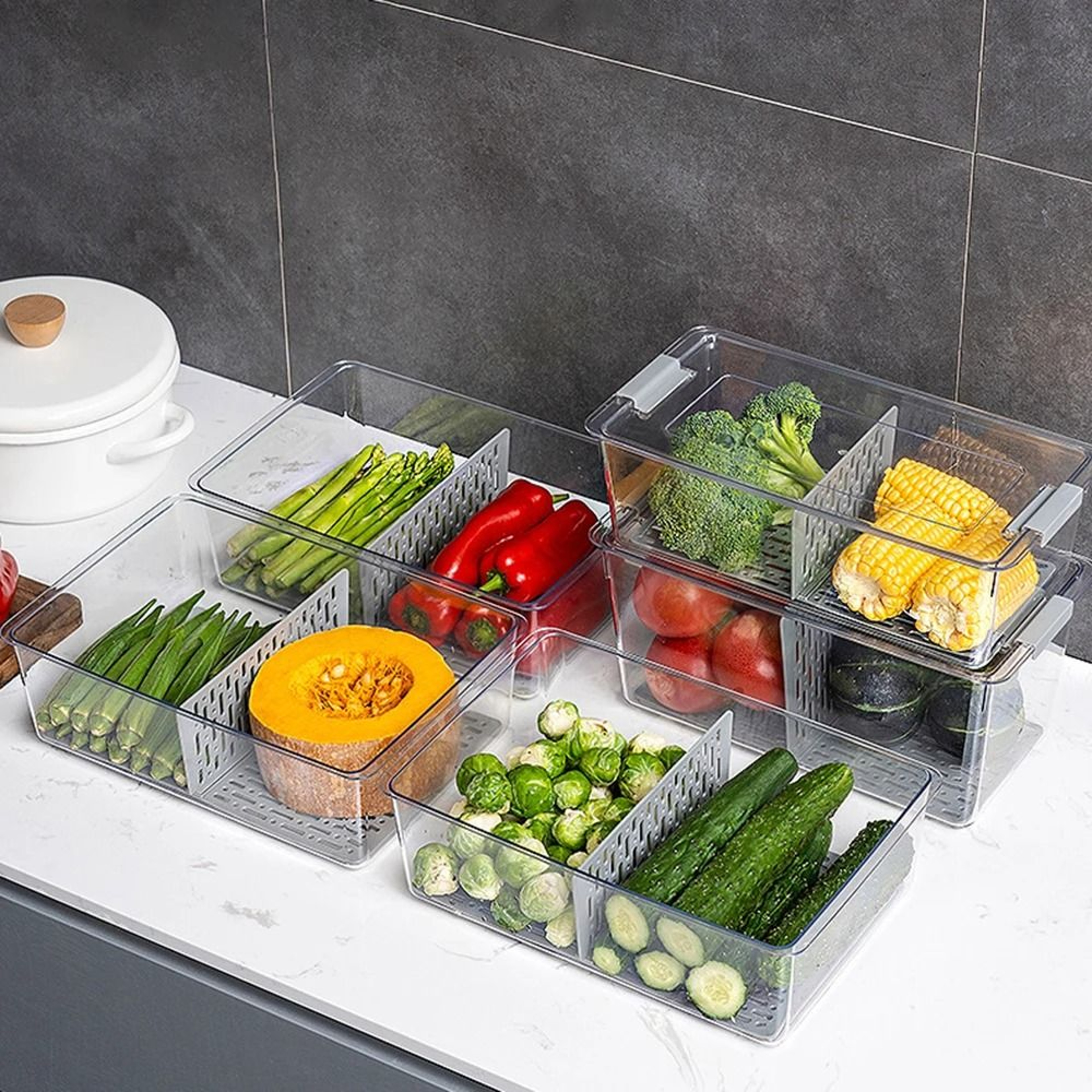 Stackable Fridge Organizer Bins With Lids Clear Food Storage Containers For Fruit Pantry And Freeze 0