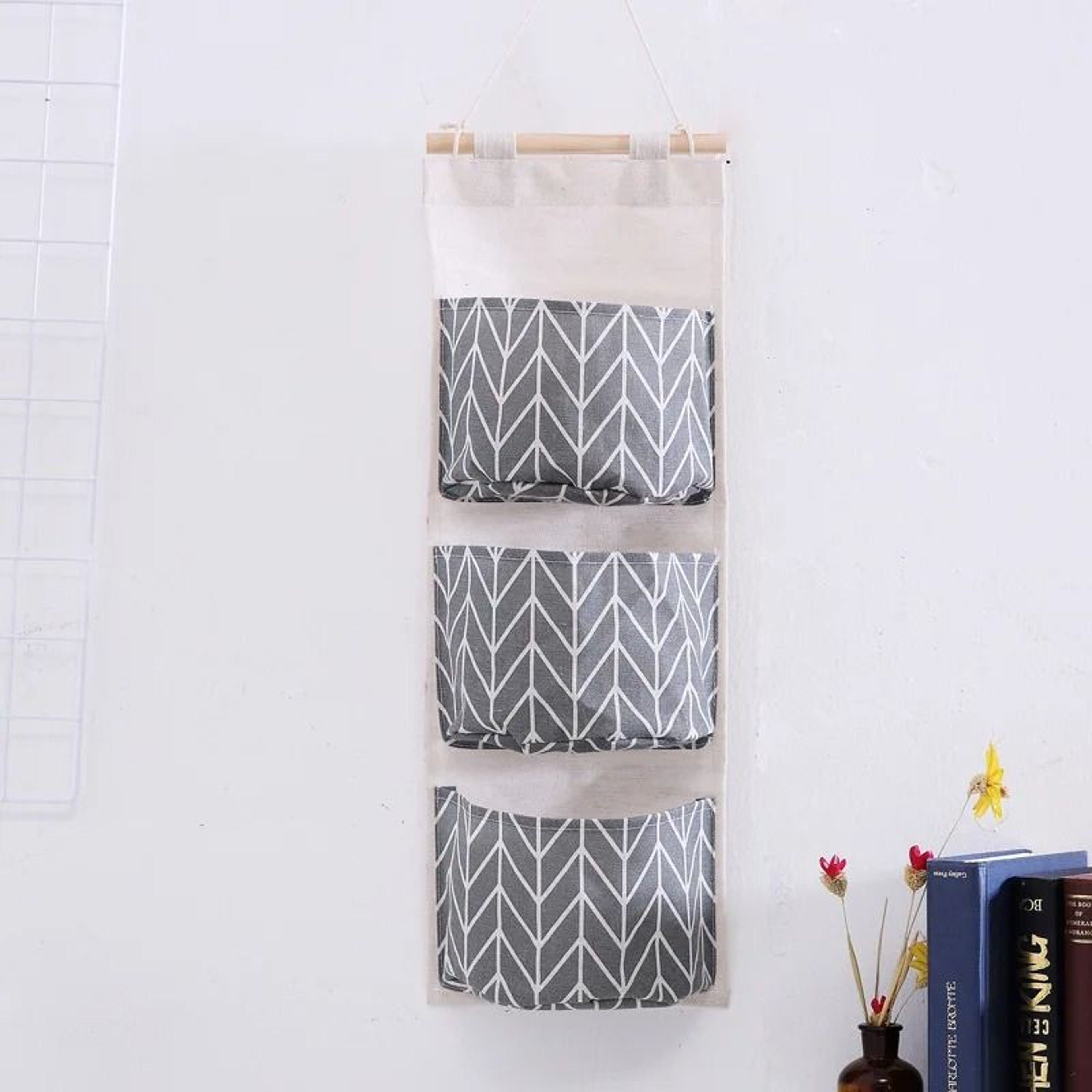 3 Pocket Hanging Wall Organizer Cotton Linen Storage Bag For Bedroom Kitchen And Living Room 10