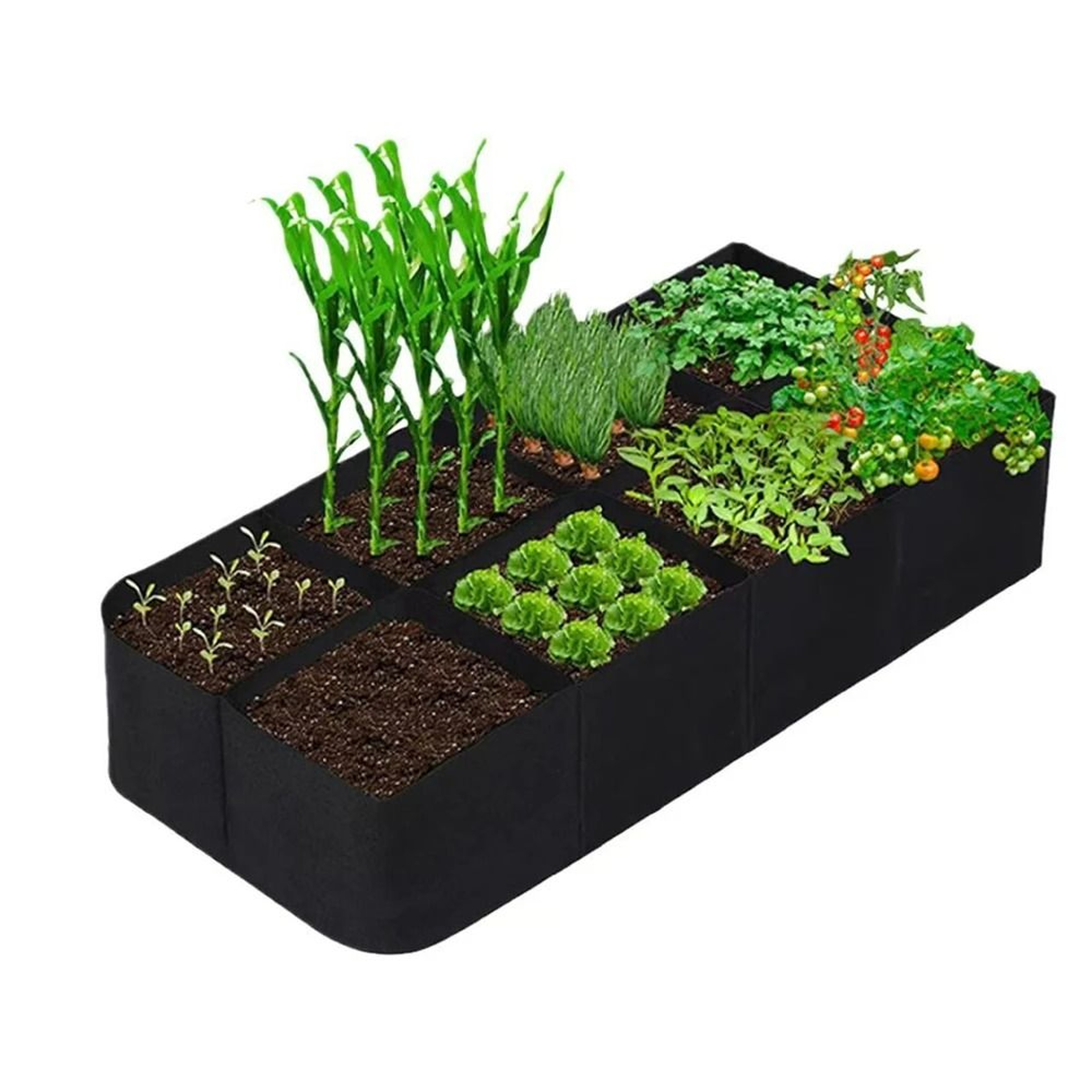 Felt Garden Planting Bag Multi Grid Grow Bag Rectangle Nursery Container For Vegetables And Herbs 8