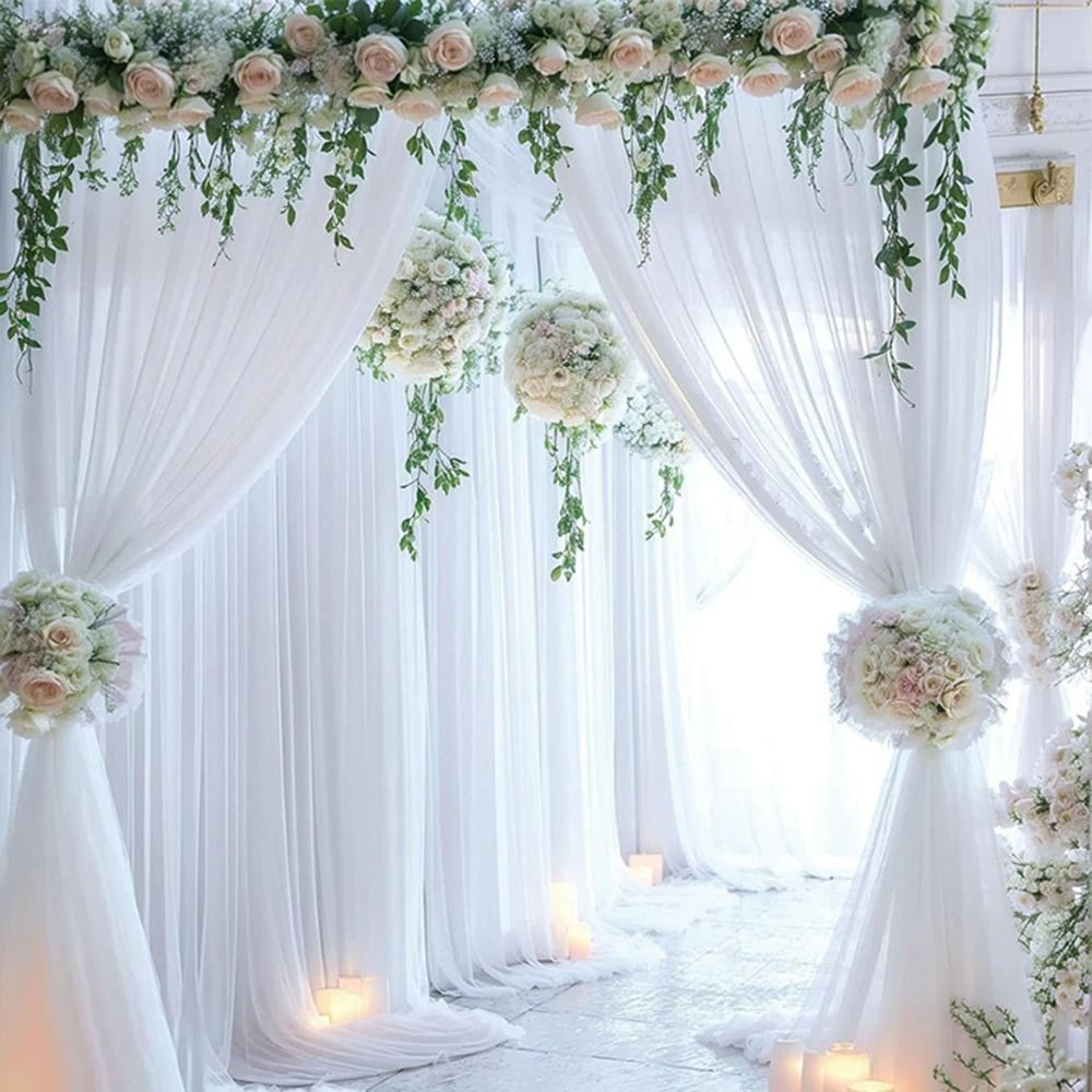 Wedding Arch Mesh Curtain Backdrop Draping Fabric For Outdoor Ceremony And Party Decor 3