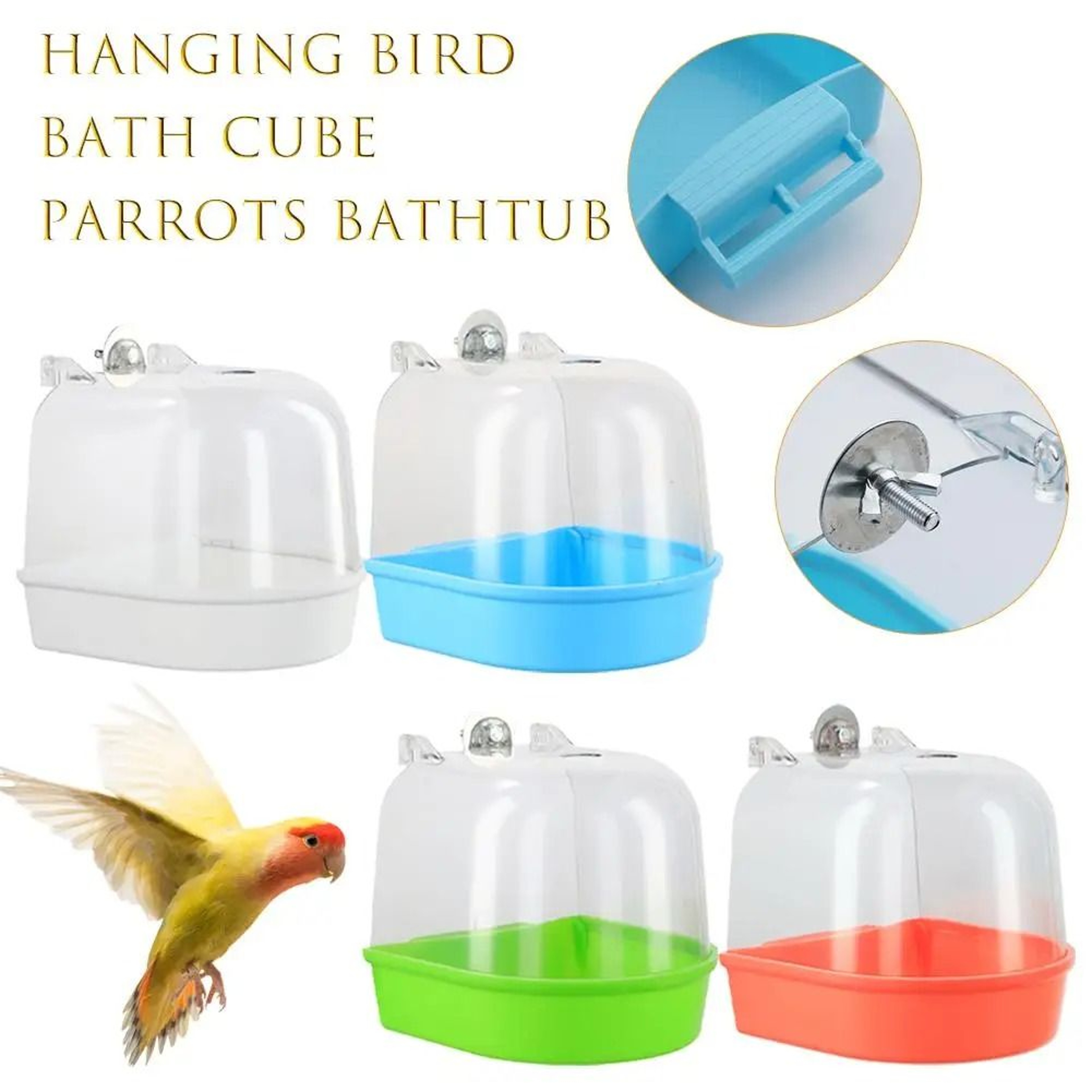 Hanging Bird Bath Bowl Plastic Bird Water Bathtub For Parrots Parakeets And Small Birds 0