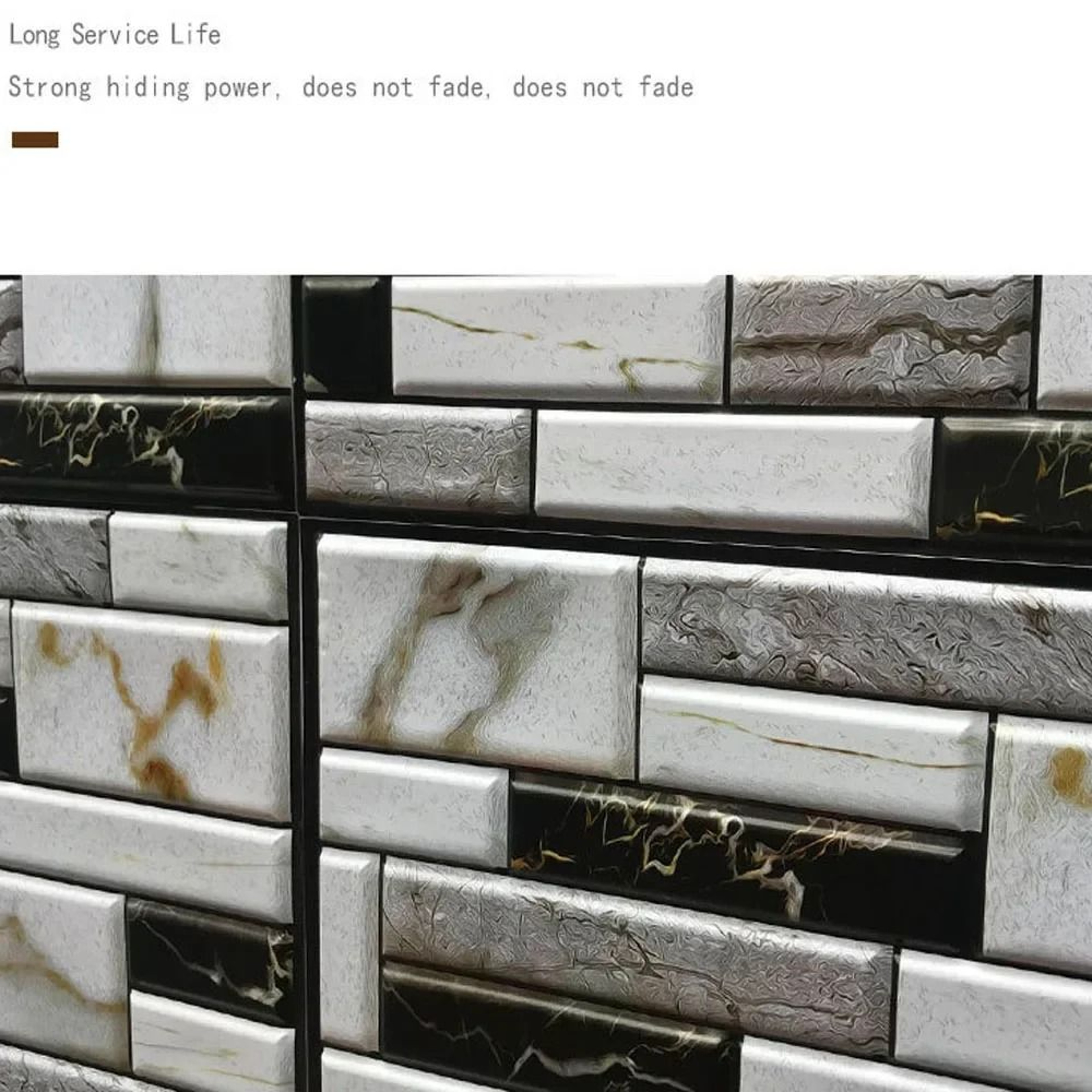 10 Pack 3D Self Adhesive Tile Wall Stickers Waterproof PVC Wallpaper For Kitchen And Bathroom 3