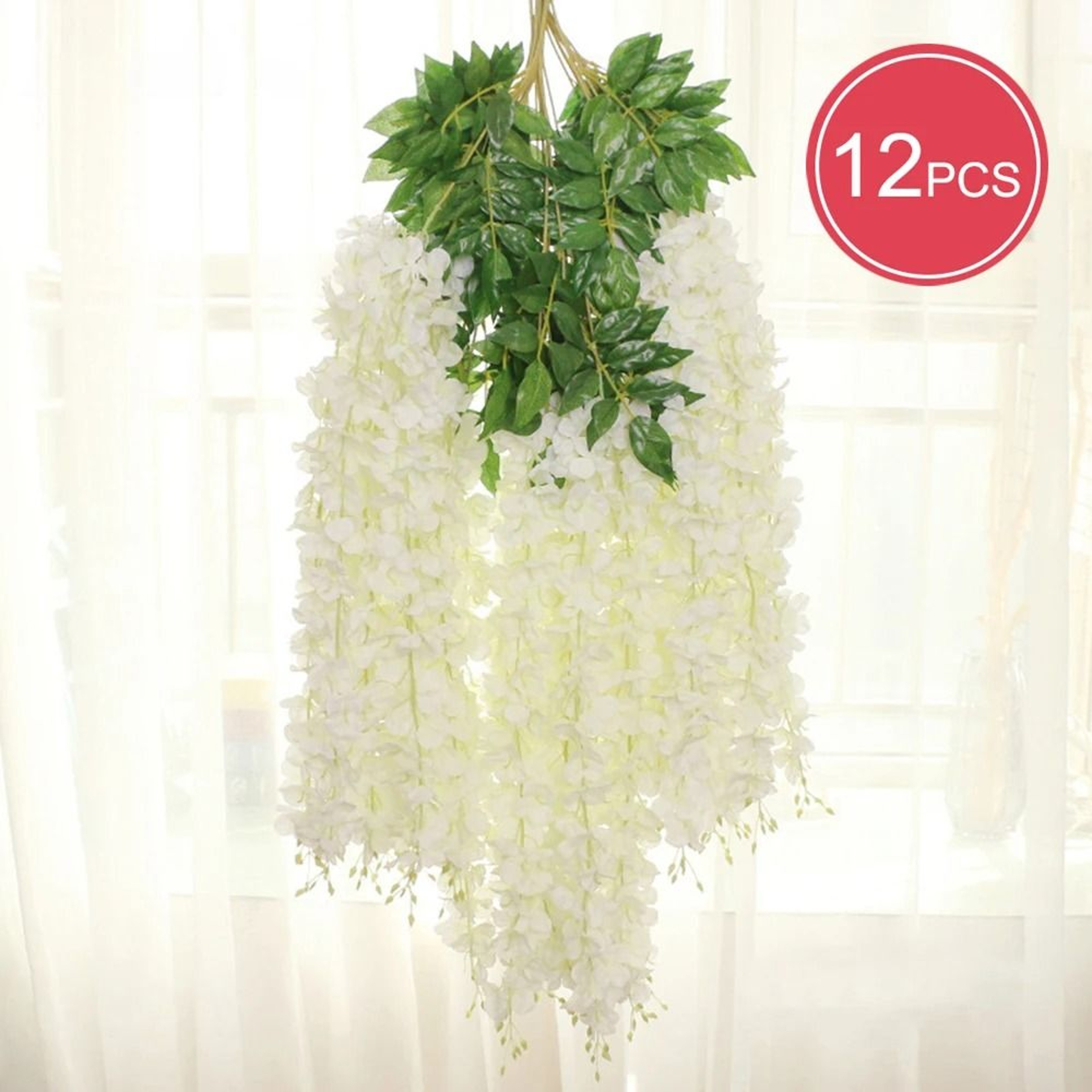Artificial Wisteria Hanging Garland 12 Piece Flower Strings For Wedding Arch Garden And Home Party  5