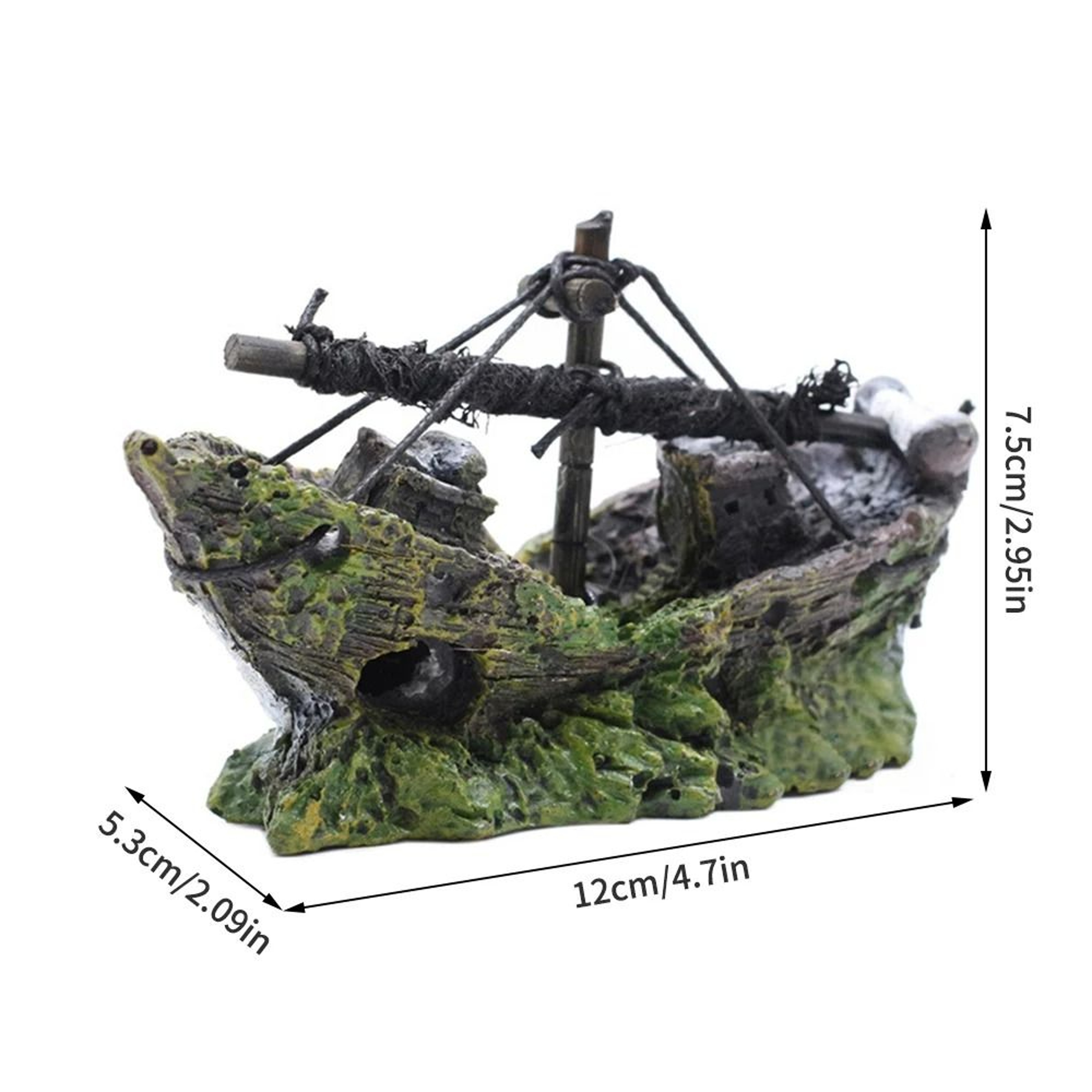 Resin Pirate Shipwreck Aquarium Ornament Underwater Fish Tank Decoration 3