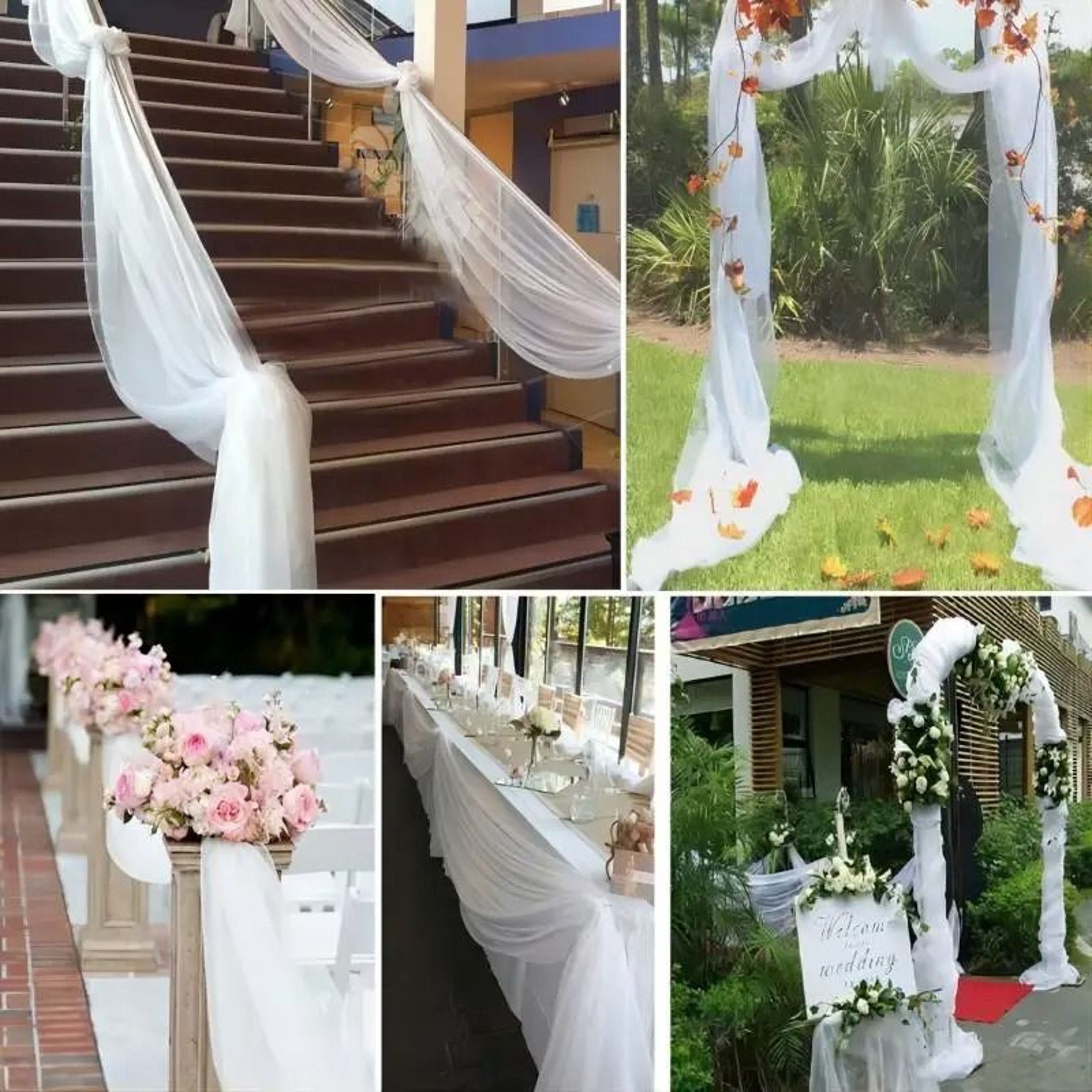 Wedding Arch Draping Fabric Organza Gauze Decor For Chairs Stairs And Garden Party Backdrops 5