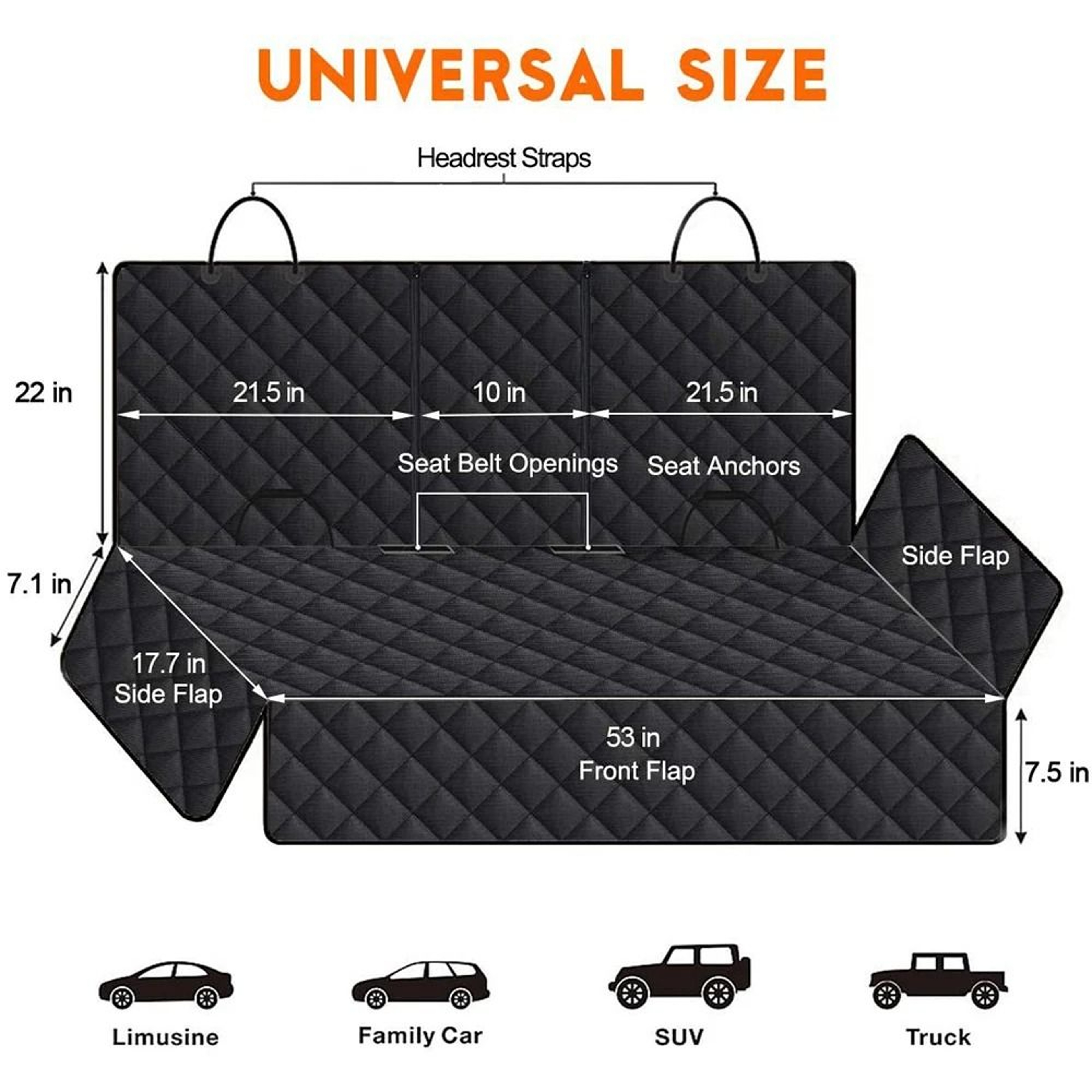Waterproof Dog Car Seat Cover Rear Seat Hammock Non Slip Pet Travel Mat With Side Wings And Storage 6