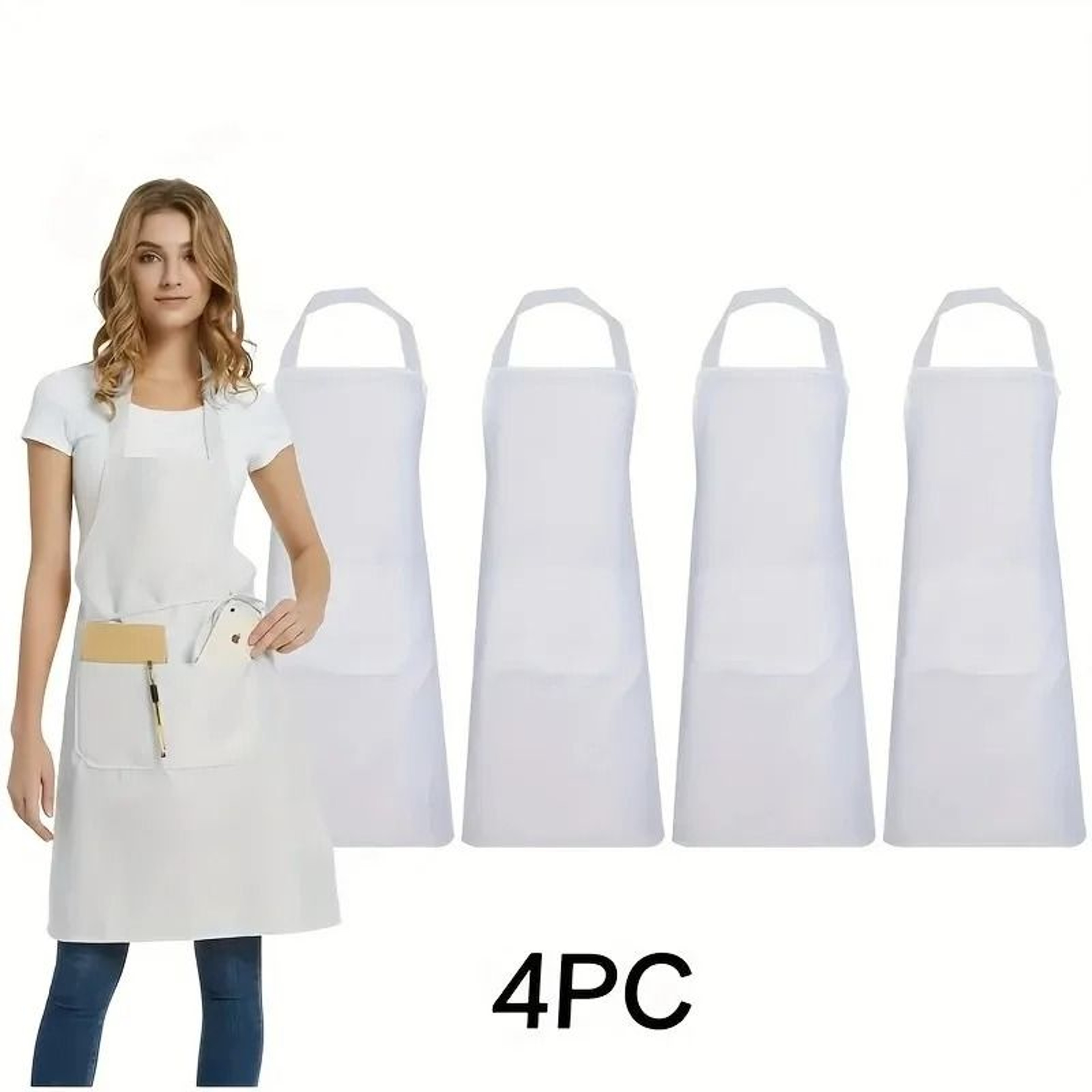 Adjustable Canvas Apron Set With Pockets Comfort Fit For Cooking And Work 4 Pack 7