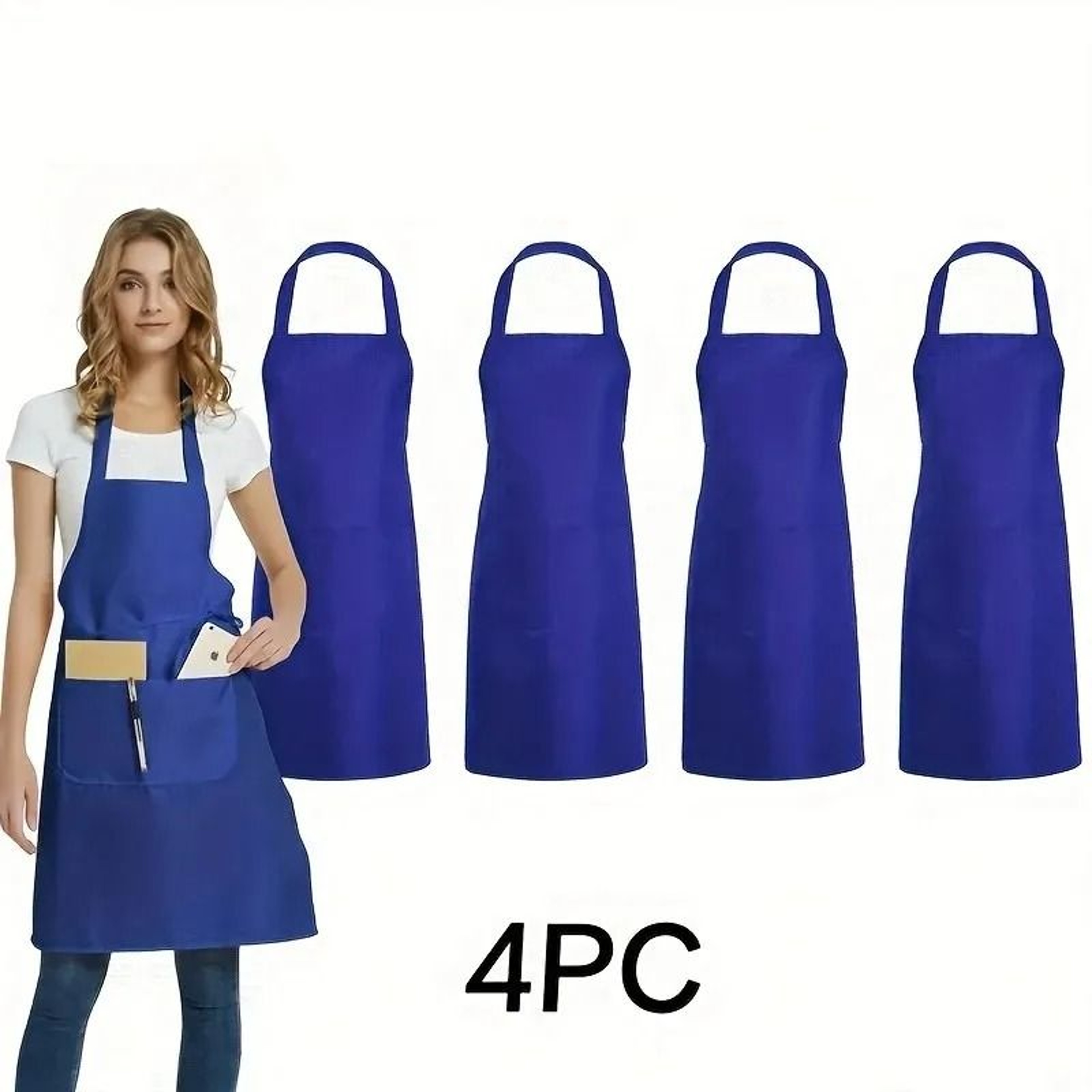 Adjustable Canvas Apron Set With Pockets Comfort Fit For Cooking And Work 4 Pack 8