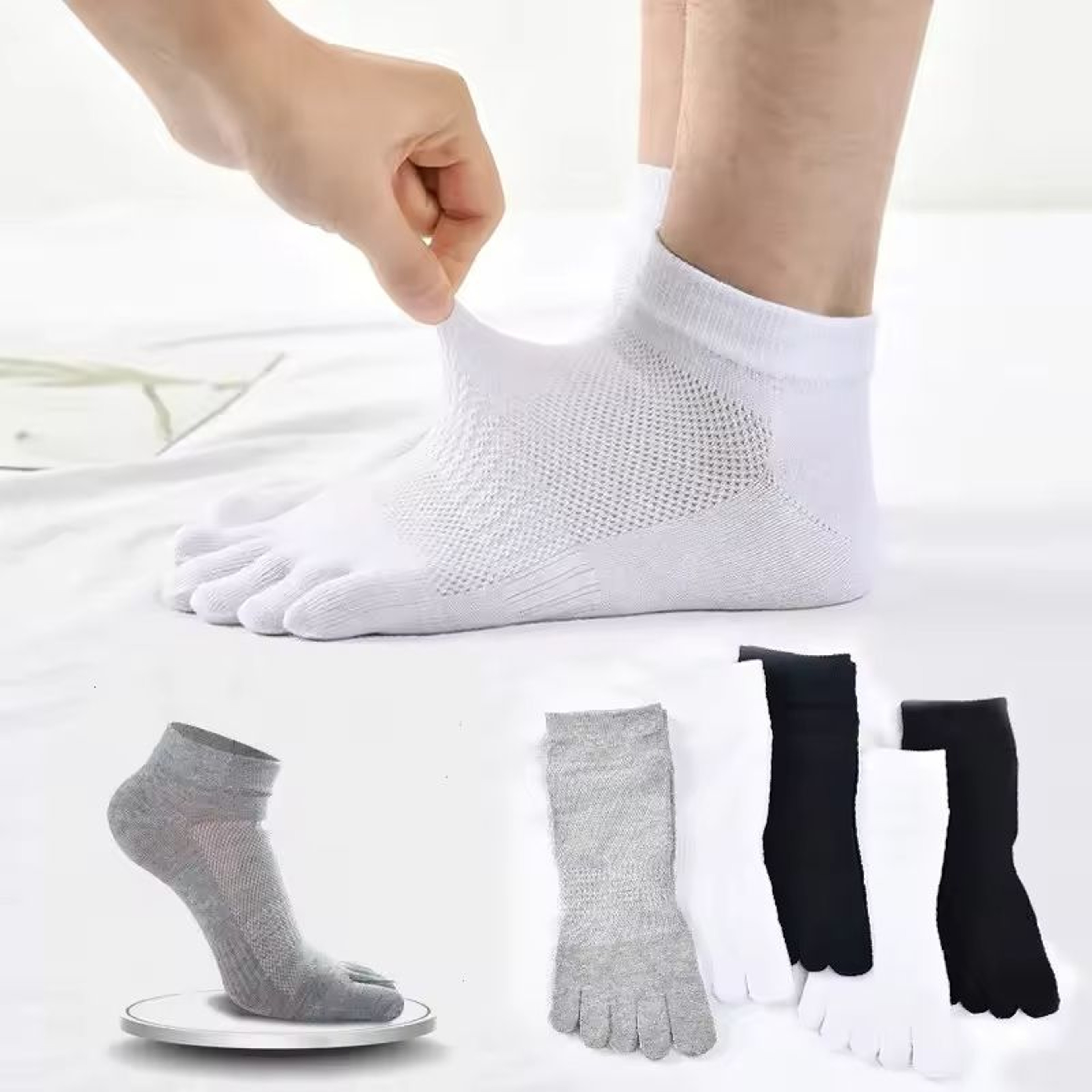 Breathable Five Toe Cotton Sports Socks For Men Moisture Wicking Athletic Socks 2