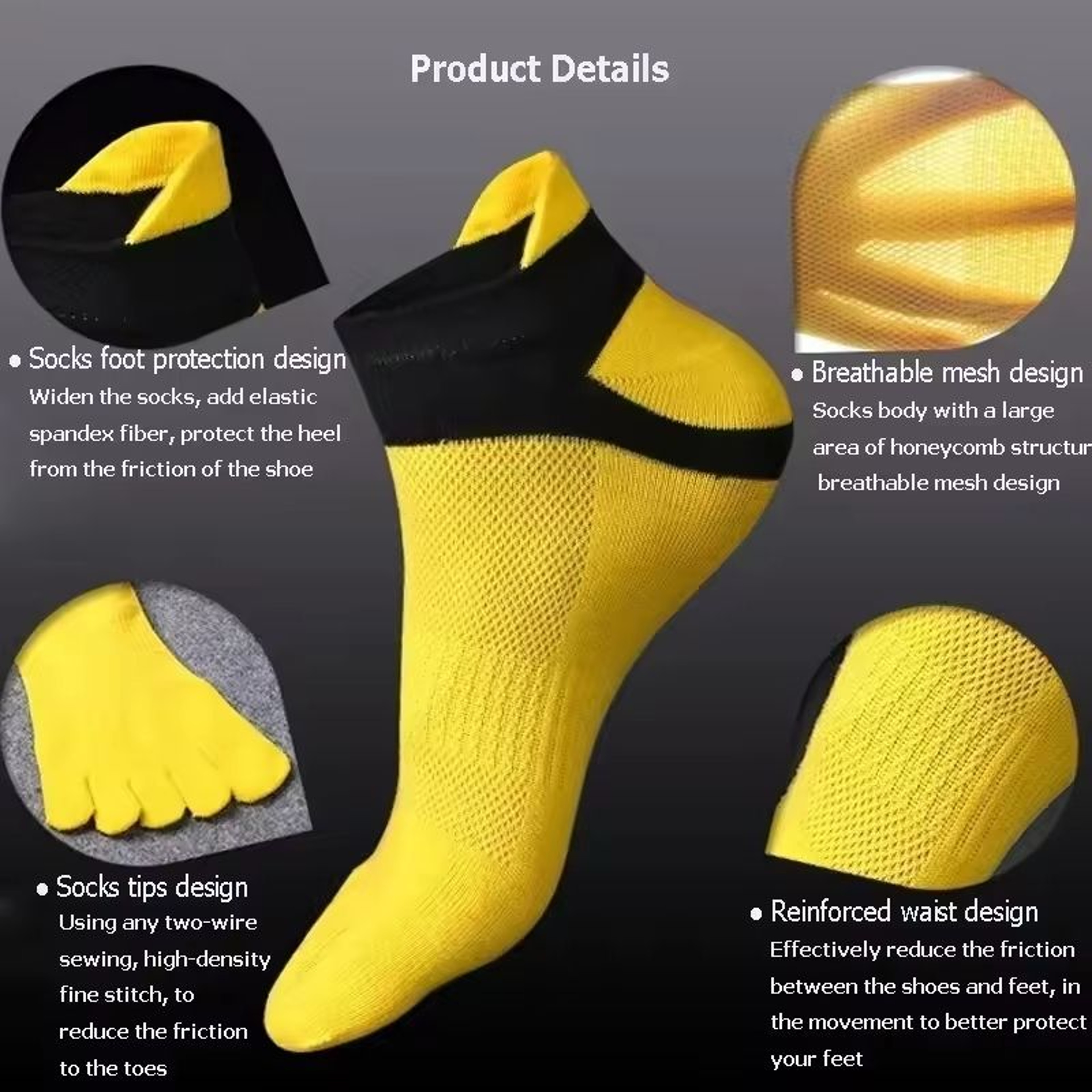 Breathable Five Toe Cotton Sports Socks For Men Moisture Wicking Athletic Socks 1