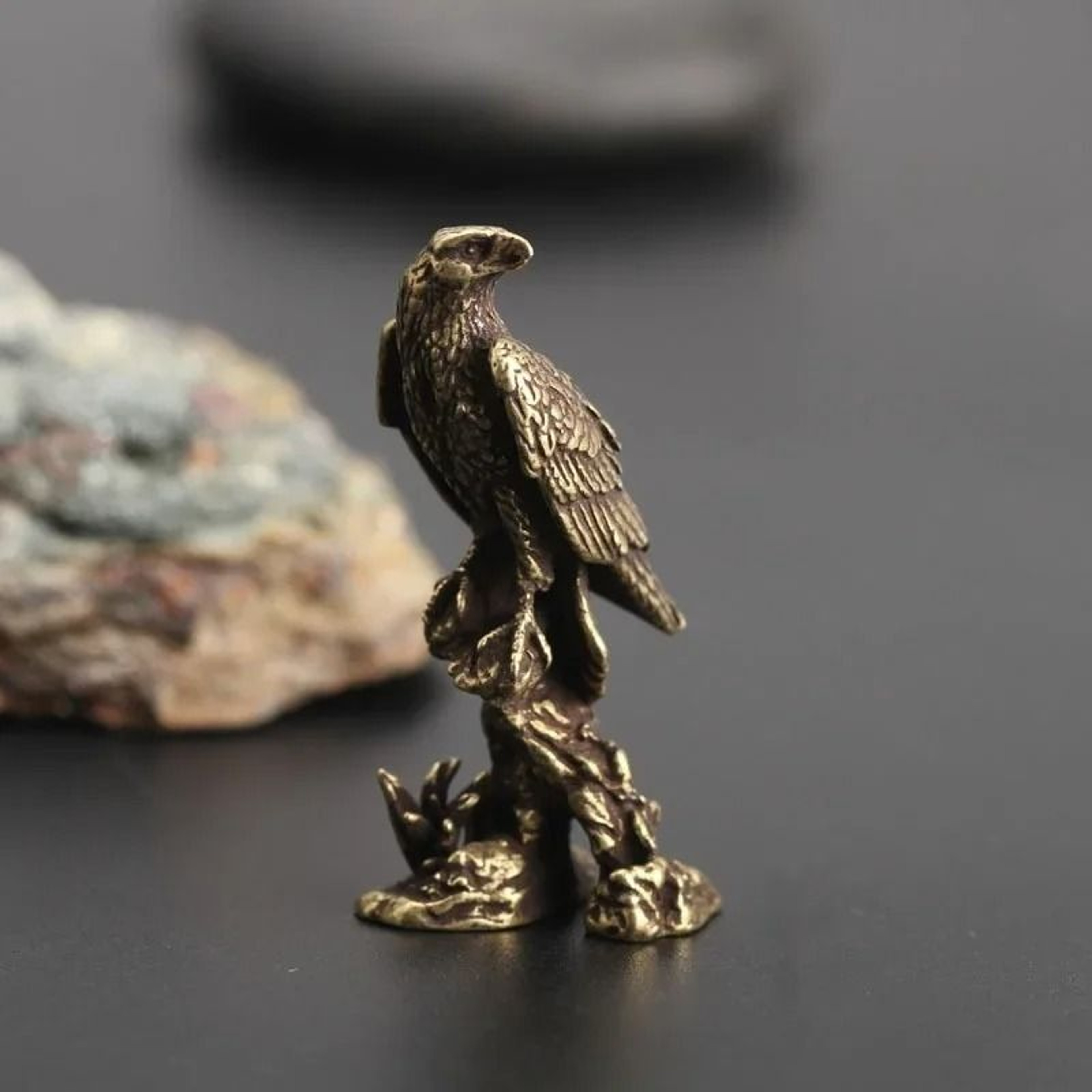 Vintage Brass Eagle Miniature Figurine 0