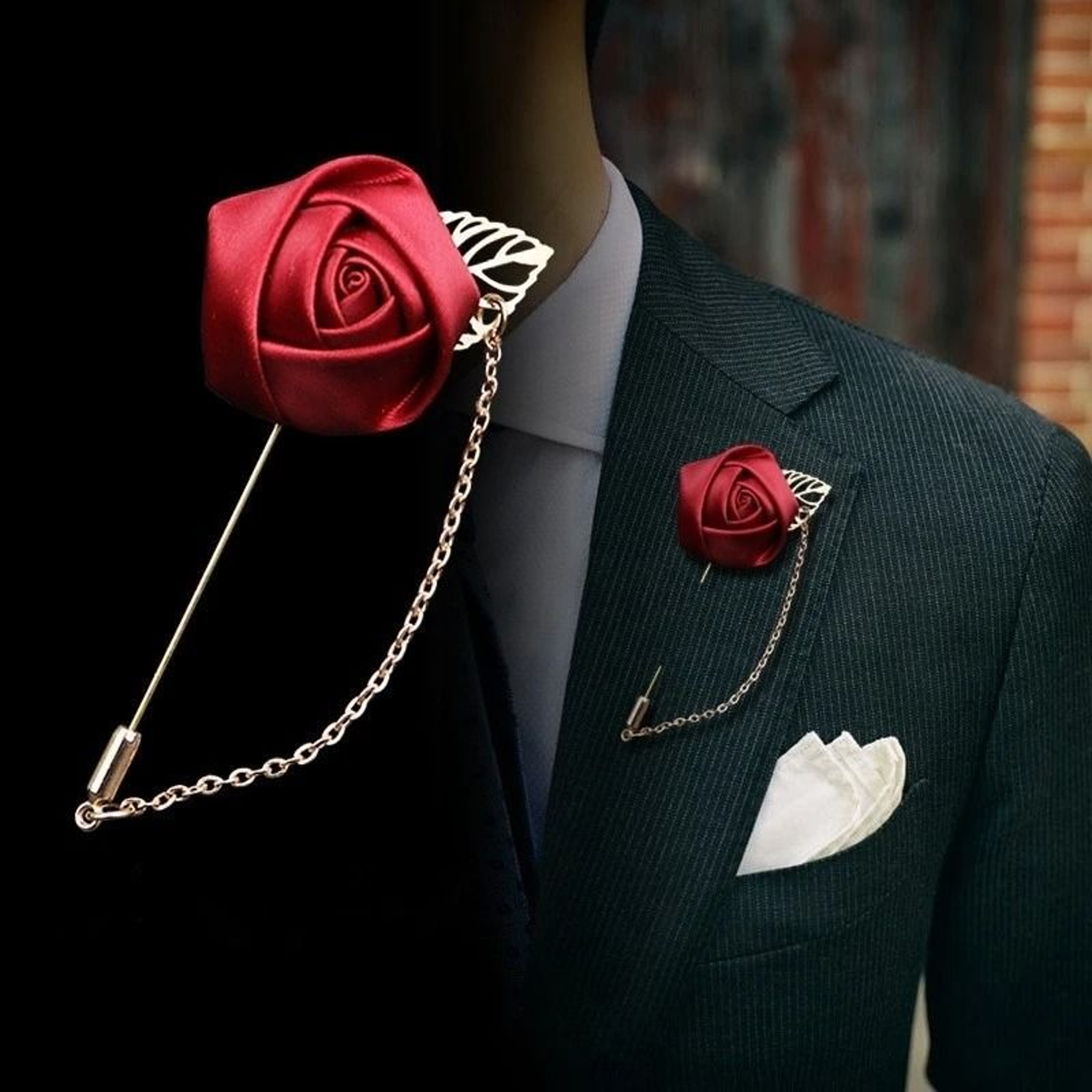 Handmade Canvas Rose Flower Brooch Pin 0