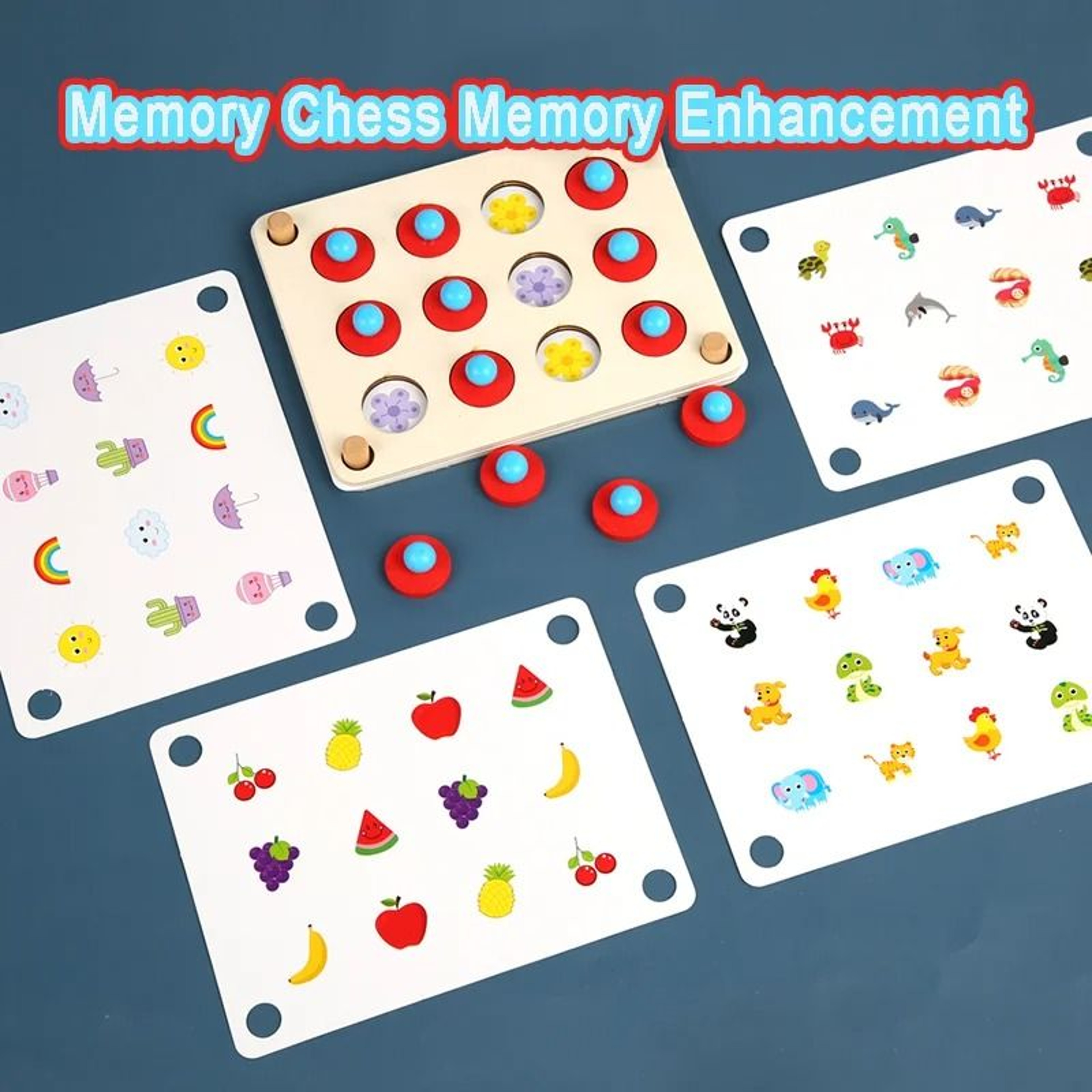 Montessori Memory Match Chess Wooden Educational Logic And Concentration Toy 0