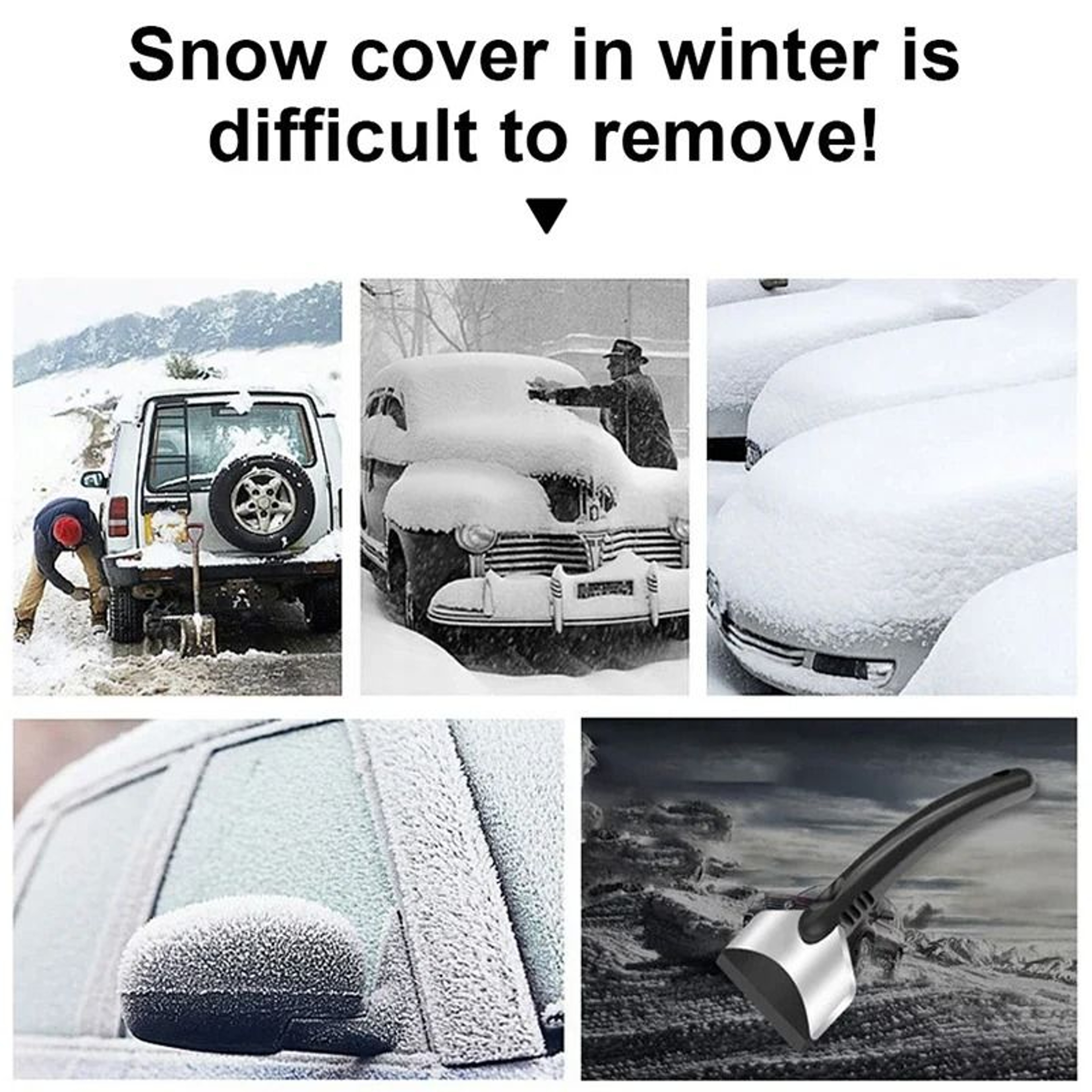 Stainless Steel Car Ice Scraper And Snow Shovel For Windshield Glass Defrosting 4