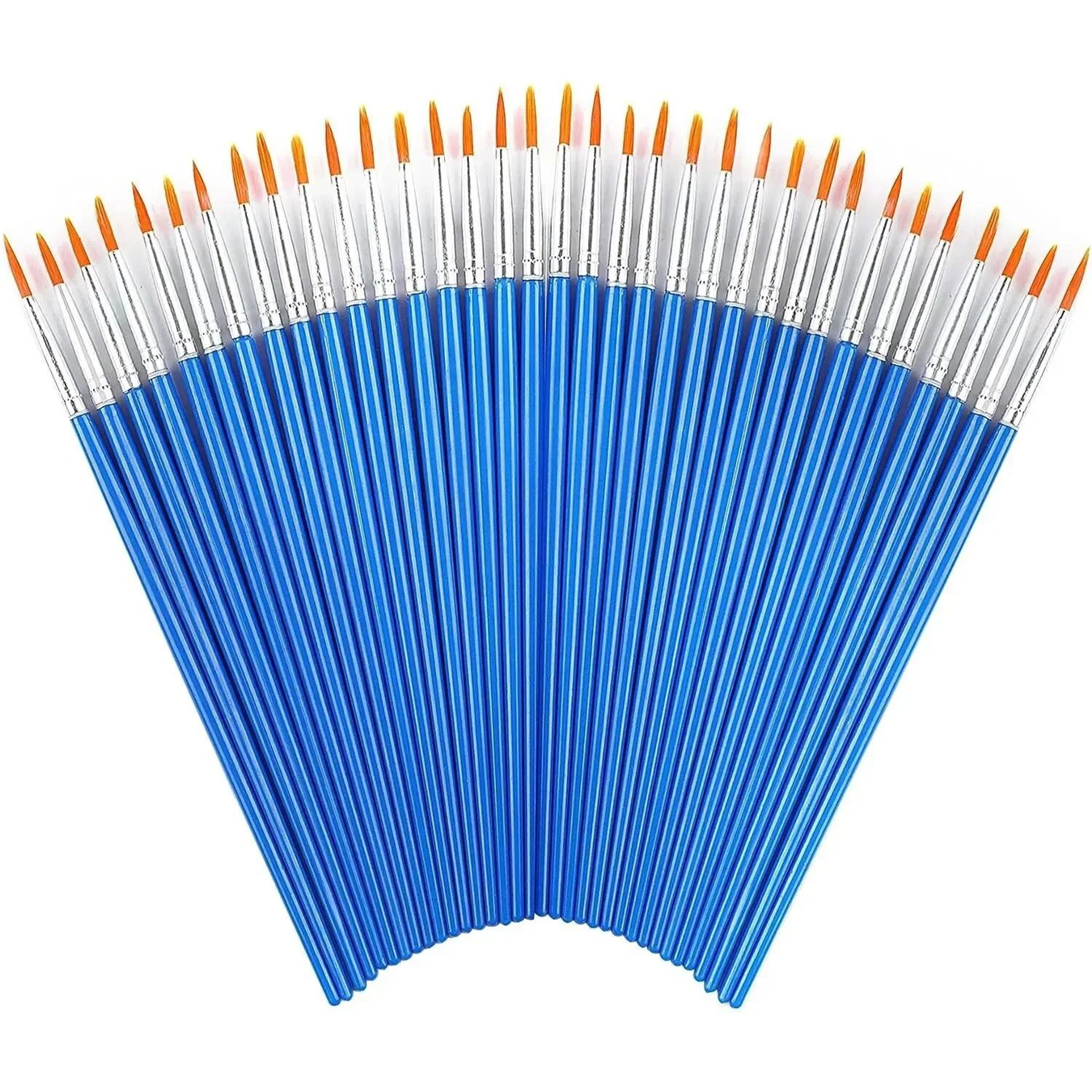 50 Piece Professional Painting Brush Set Round And Flat Nylon Hair Brushes For All Mediums 6