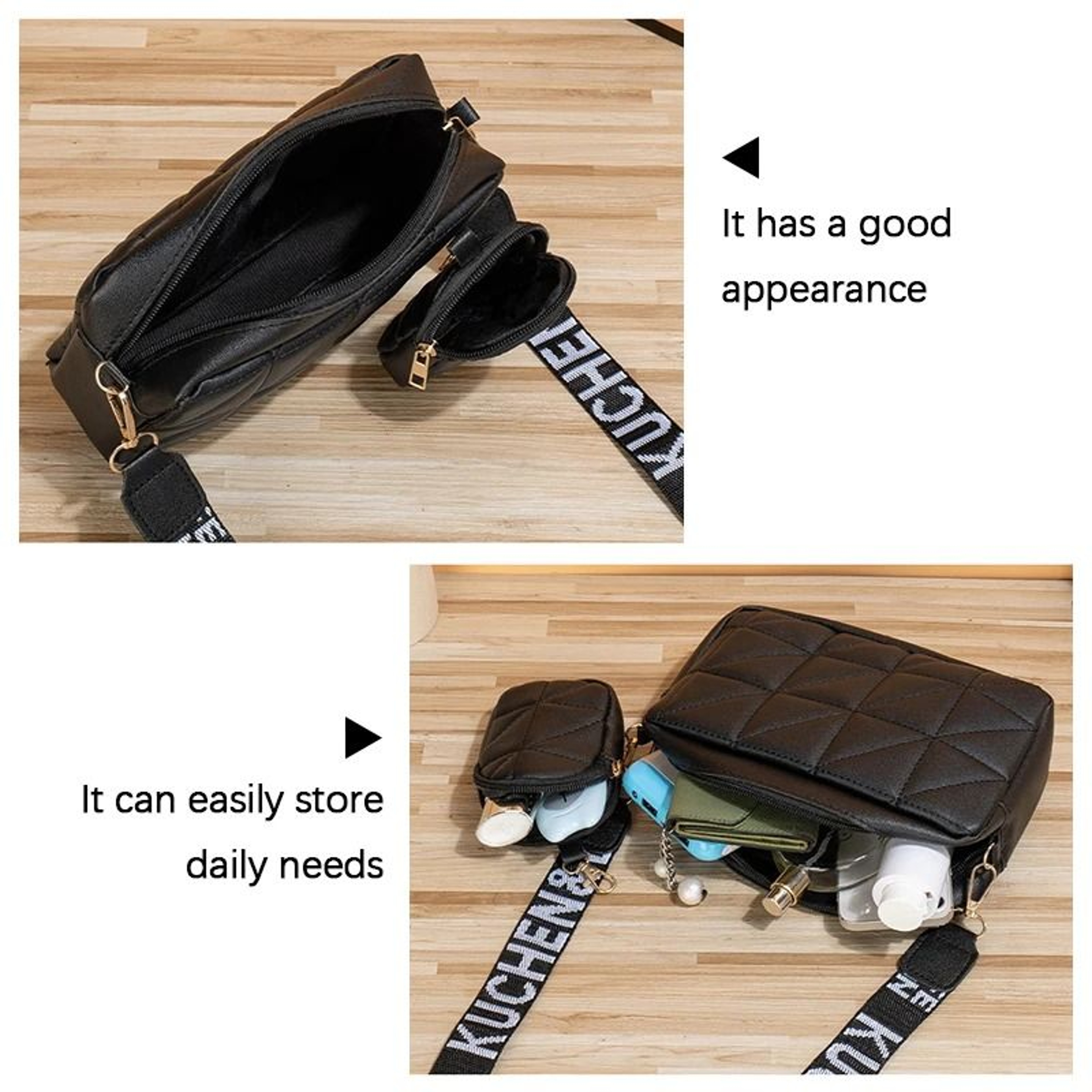 Fashionable DiamondPatterned Mobile Phone Bag TwoPiece Set 4