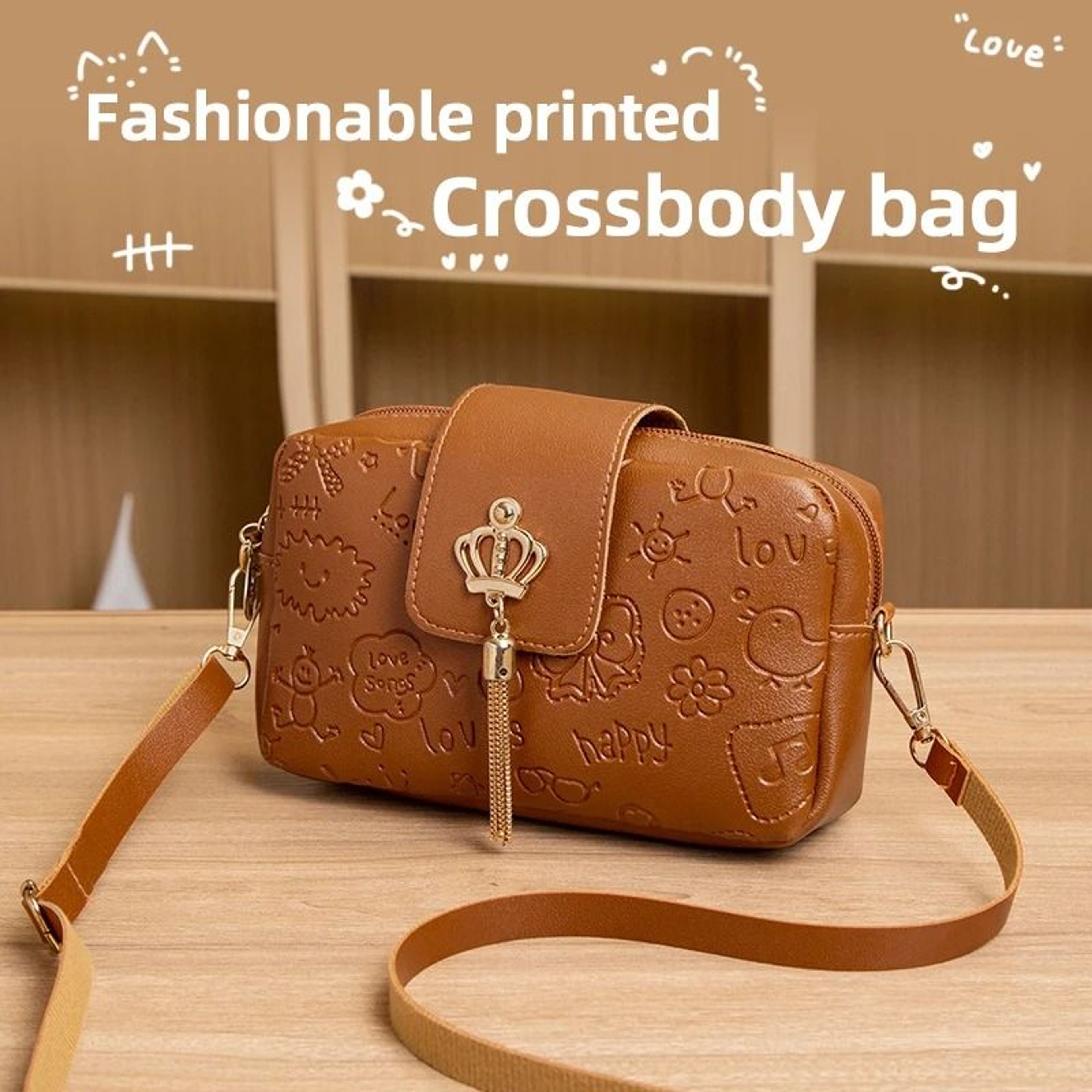 Fashionable Printed Camera Bag And Sweet Crossbody Phone Purse 0