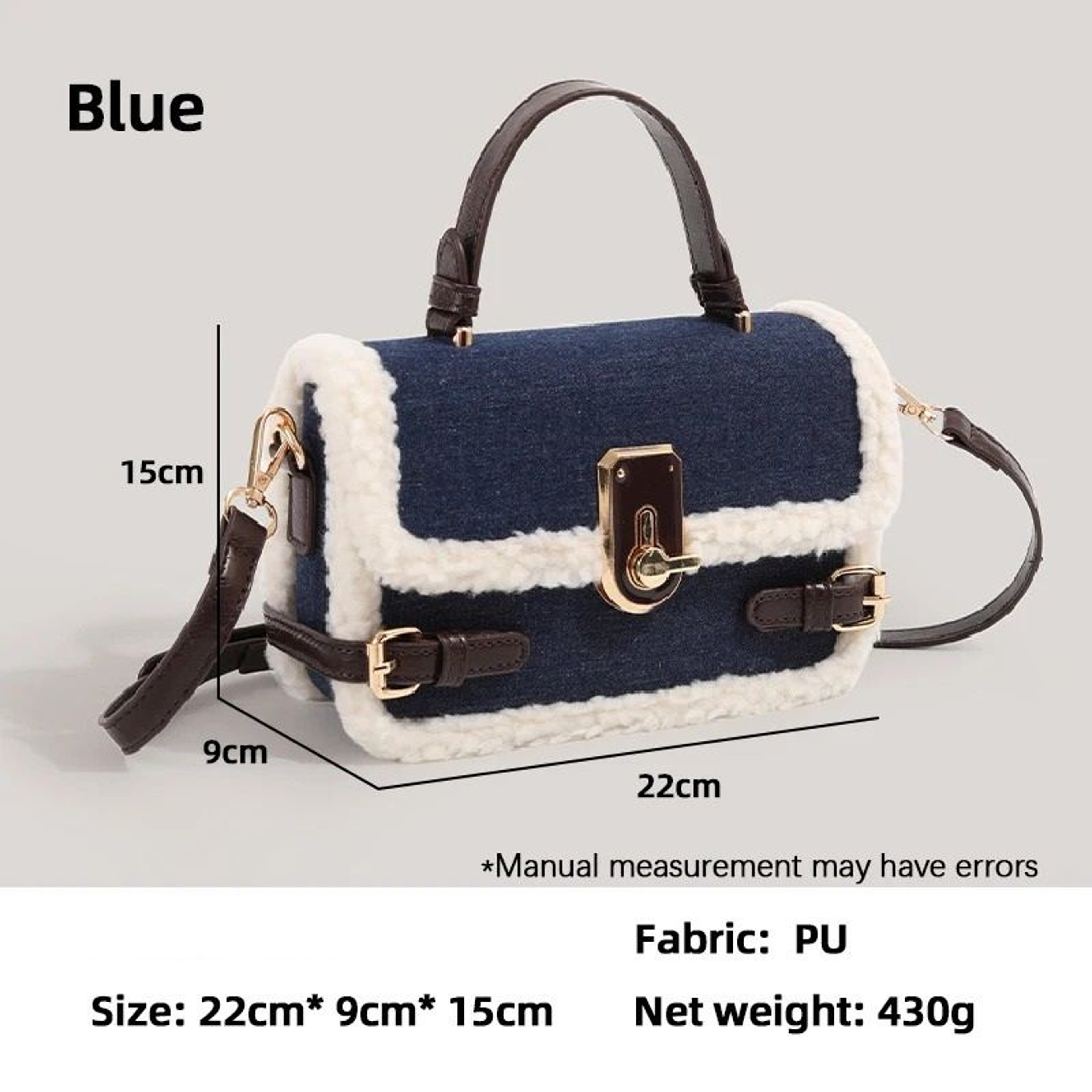 Autumn And Winter Plush Patchwork Commuter Bag 8