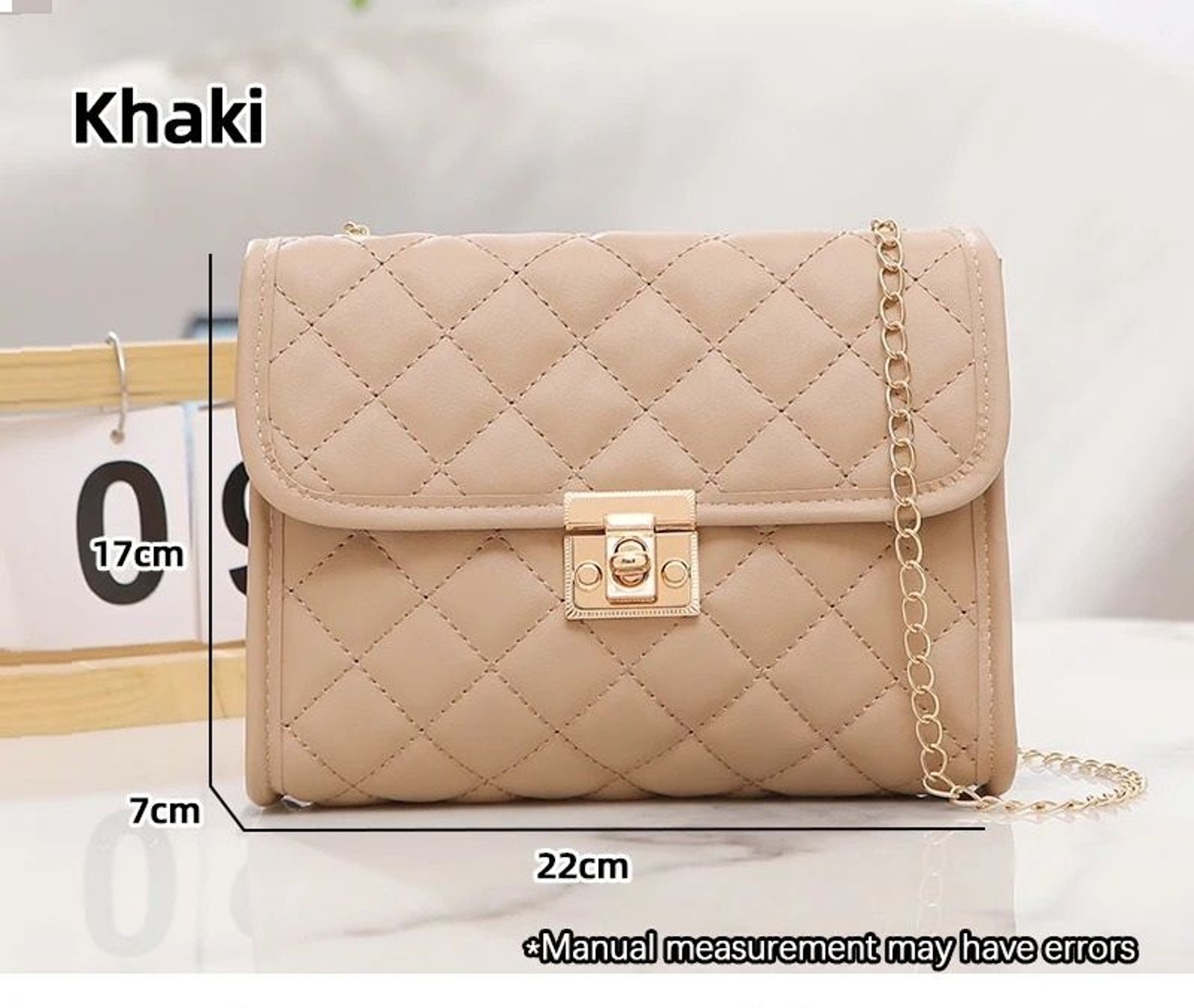 Embroidered Checkered Crossbody Chain Bag 8