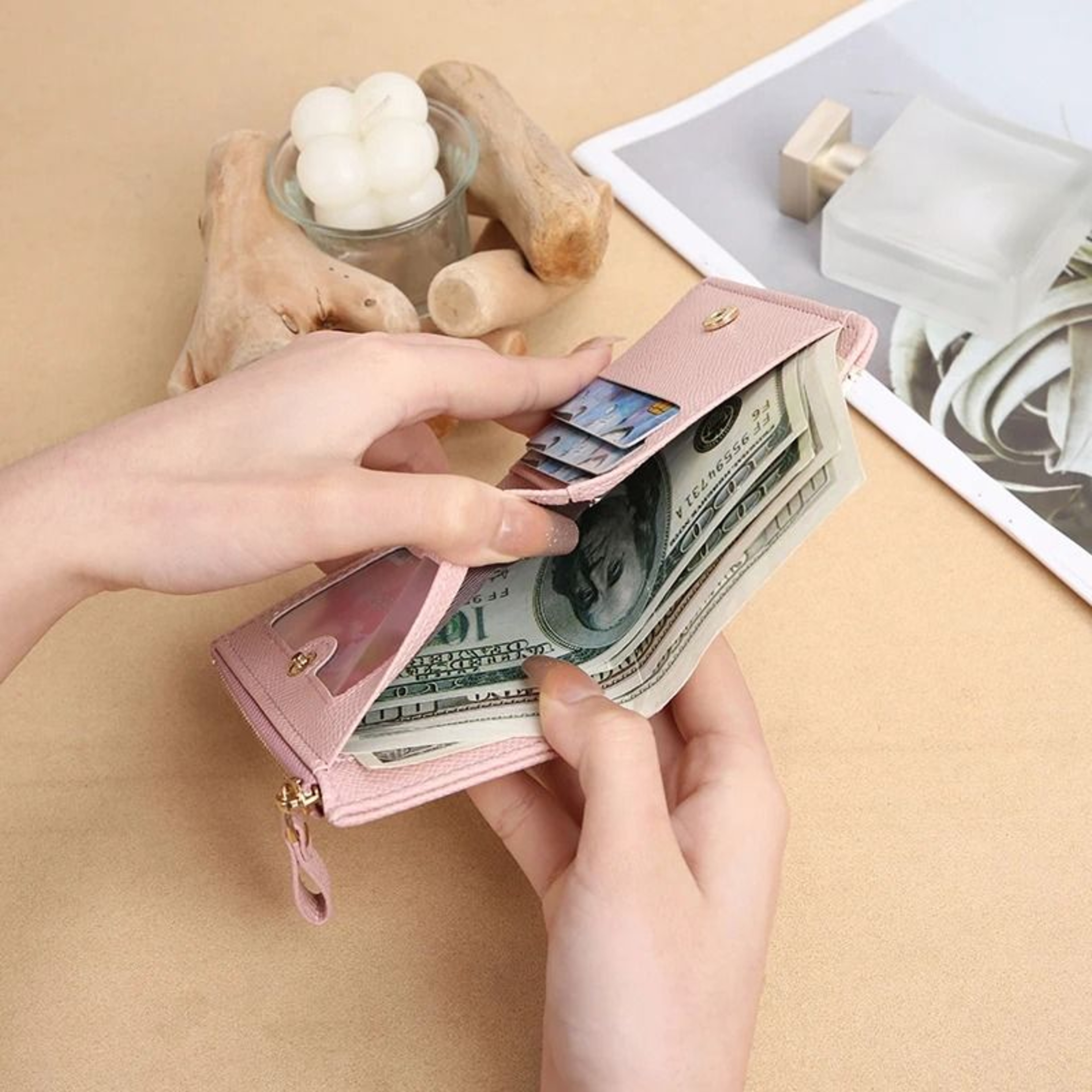 Simple And Elegant Ladies Fashion PU Spliced Small Wallet 5