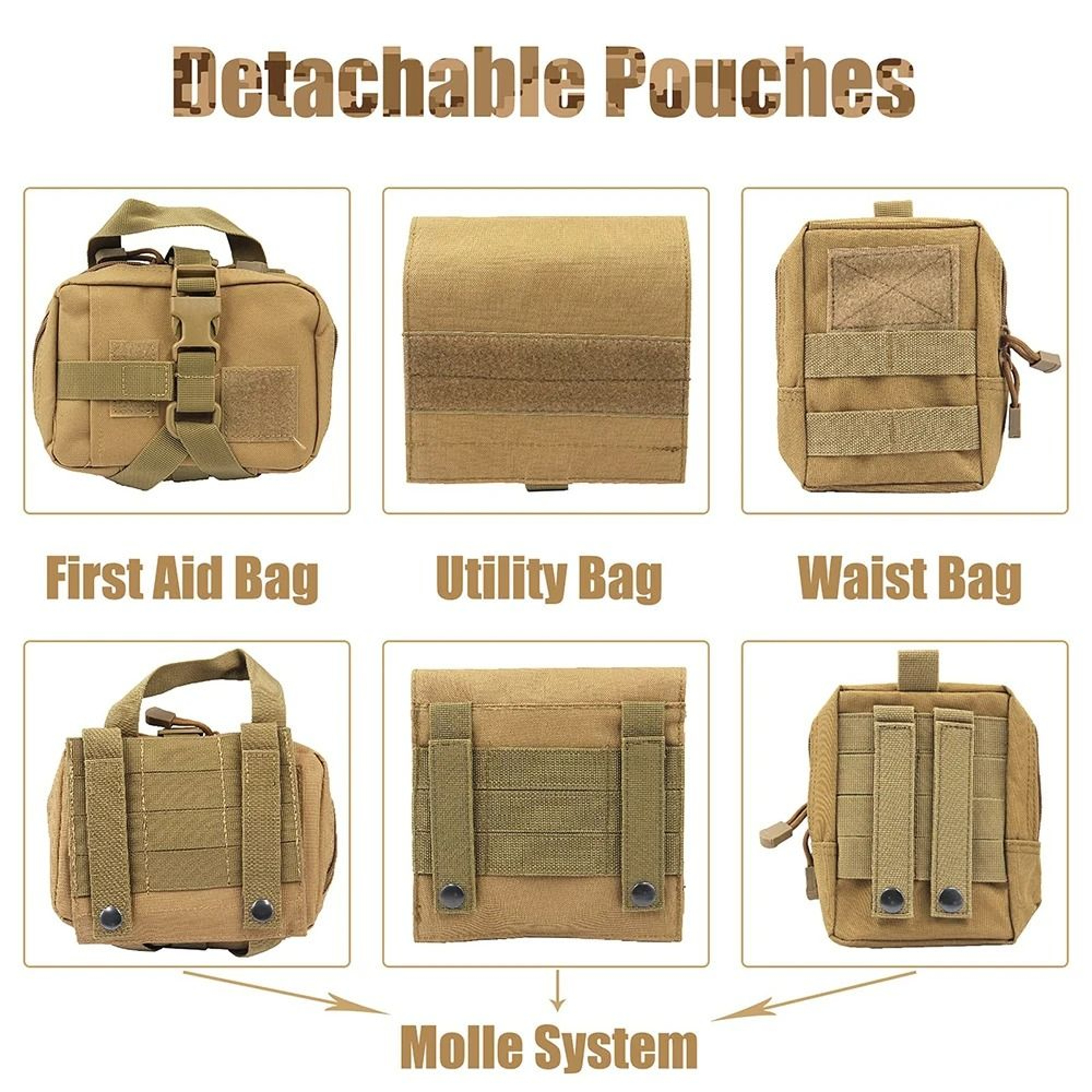 Professional Tactical Adventure Dog Harness With Utility Pouches 2