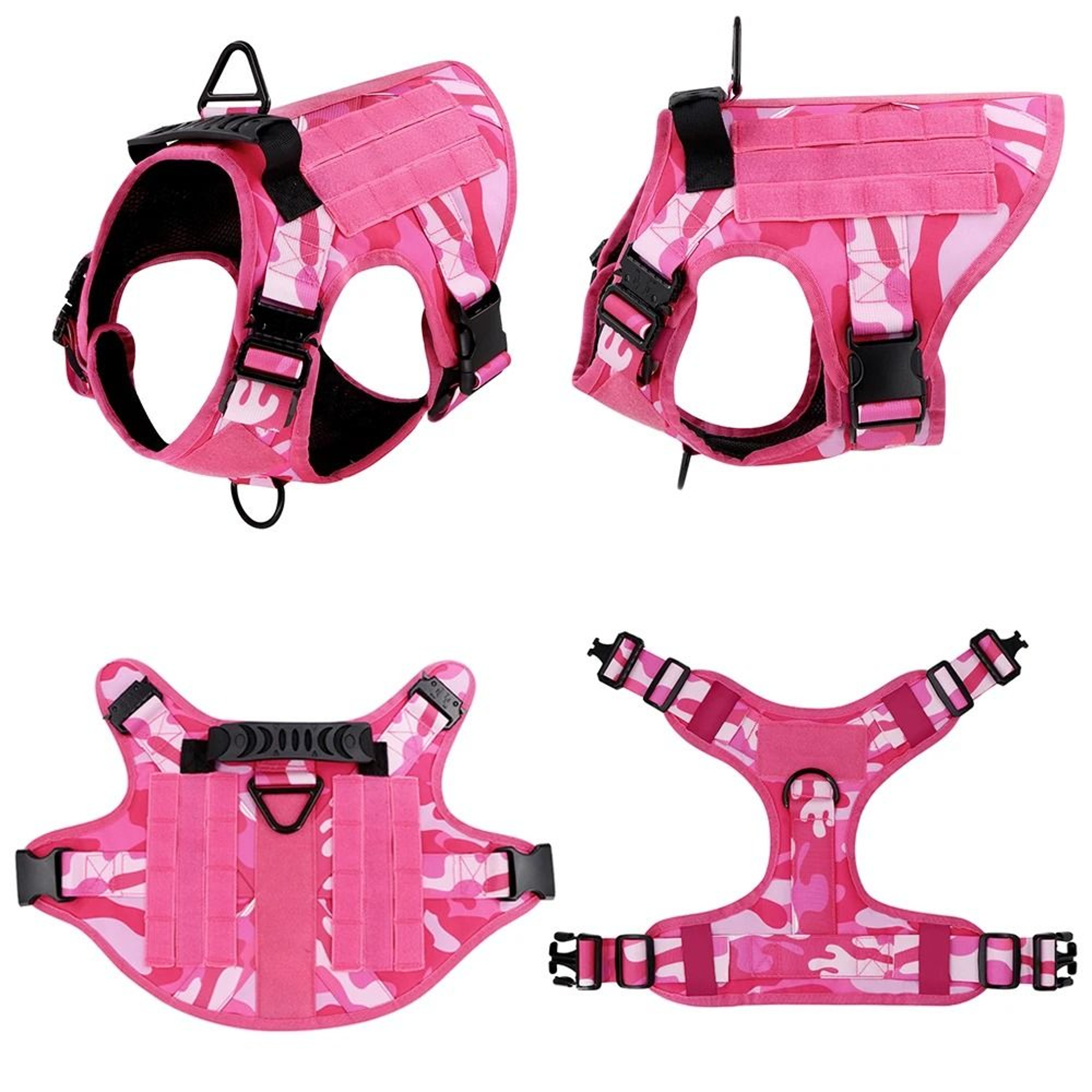 Professional Pink Tactical Dog Training Harness And Leash Set 3