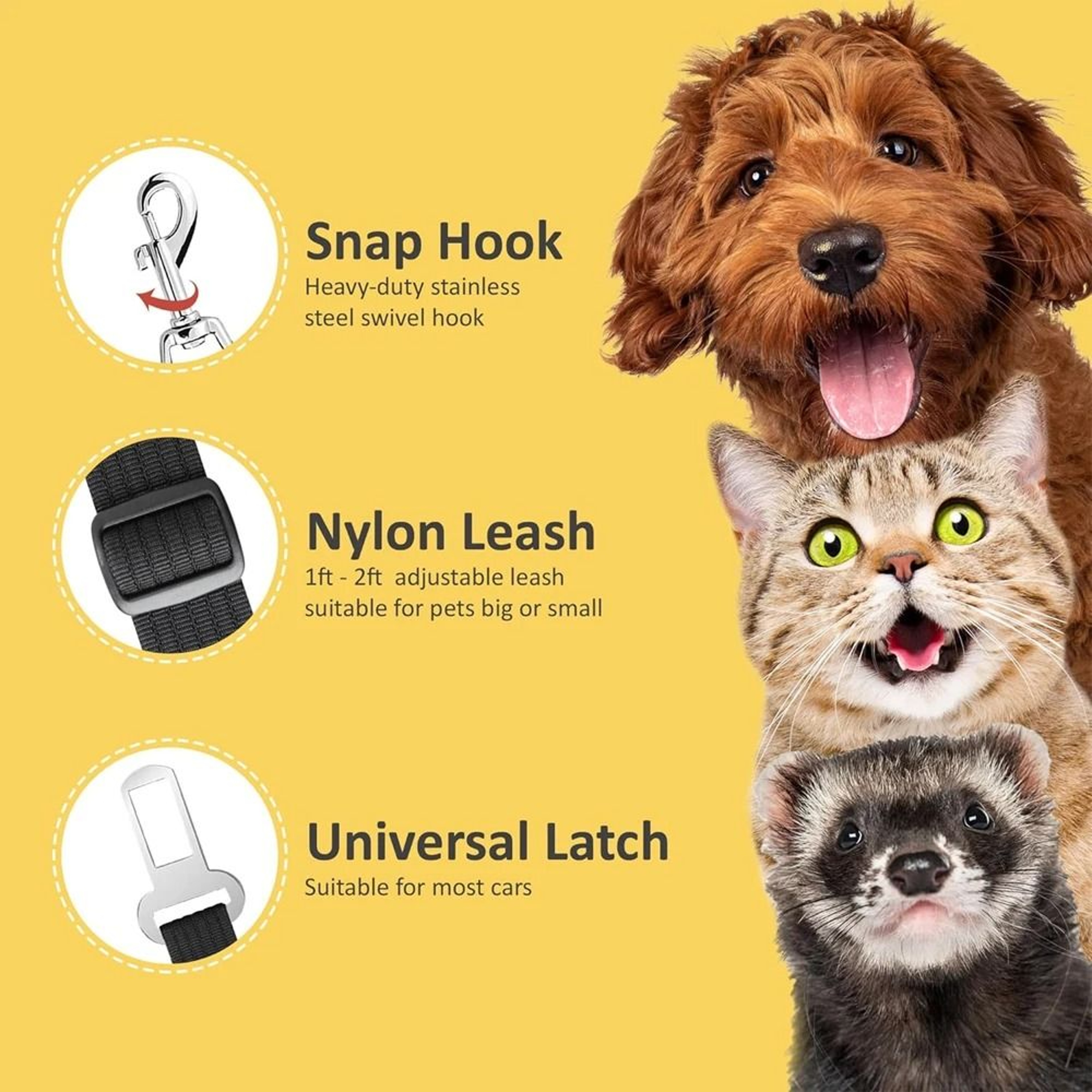 Universal Adjustable Nylon Pet Safety Seat Belt 4