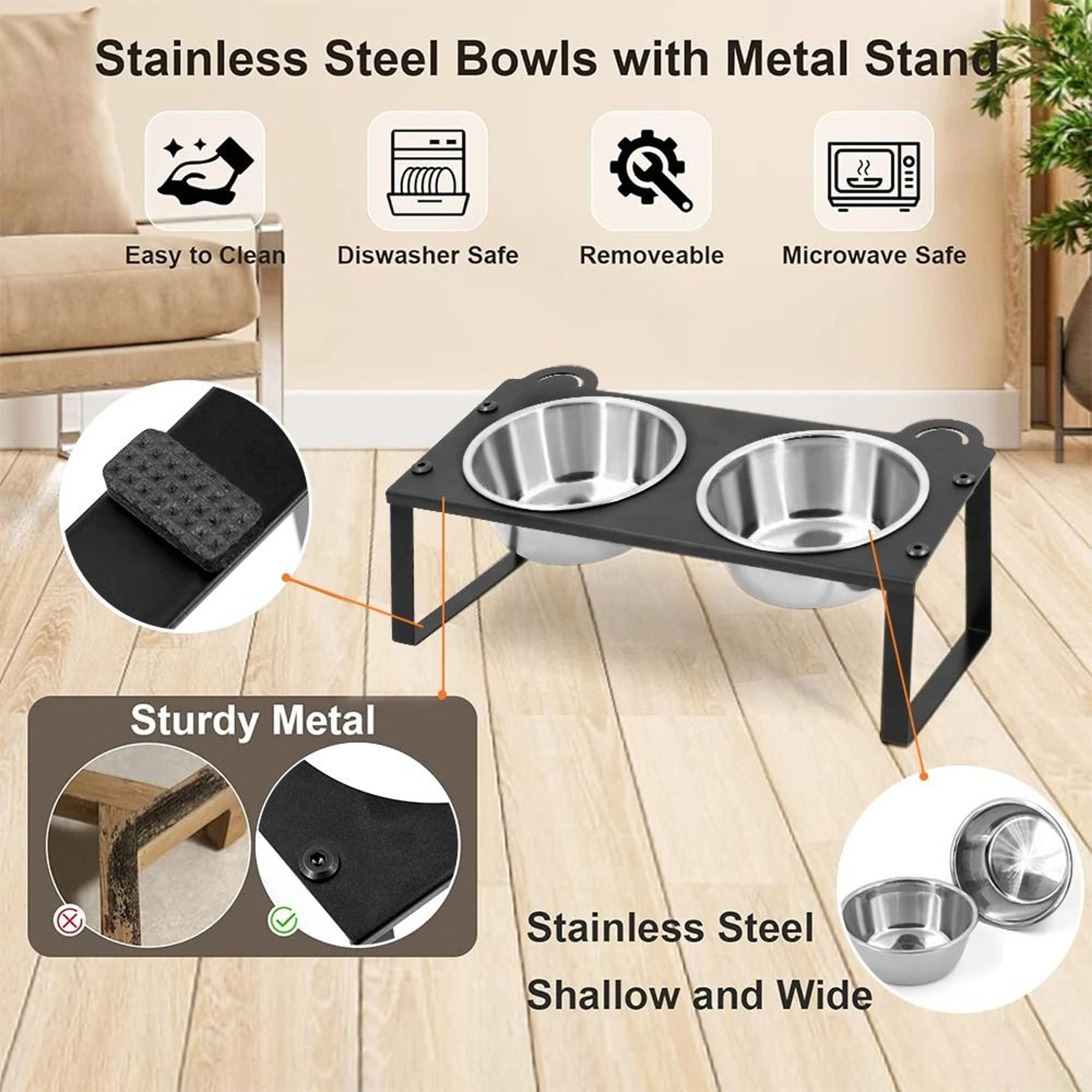 Professional Elevated 15 Degree Tilted Stainless Steel Pet Feeder 4