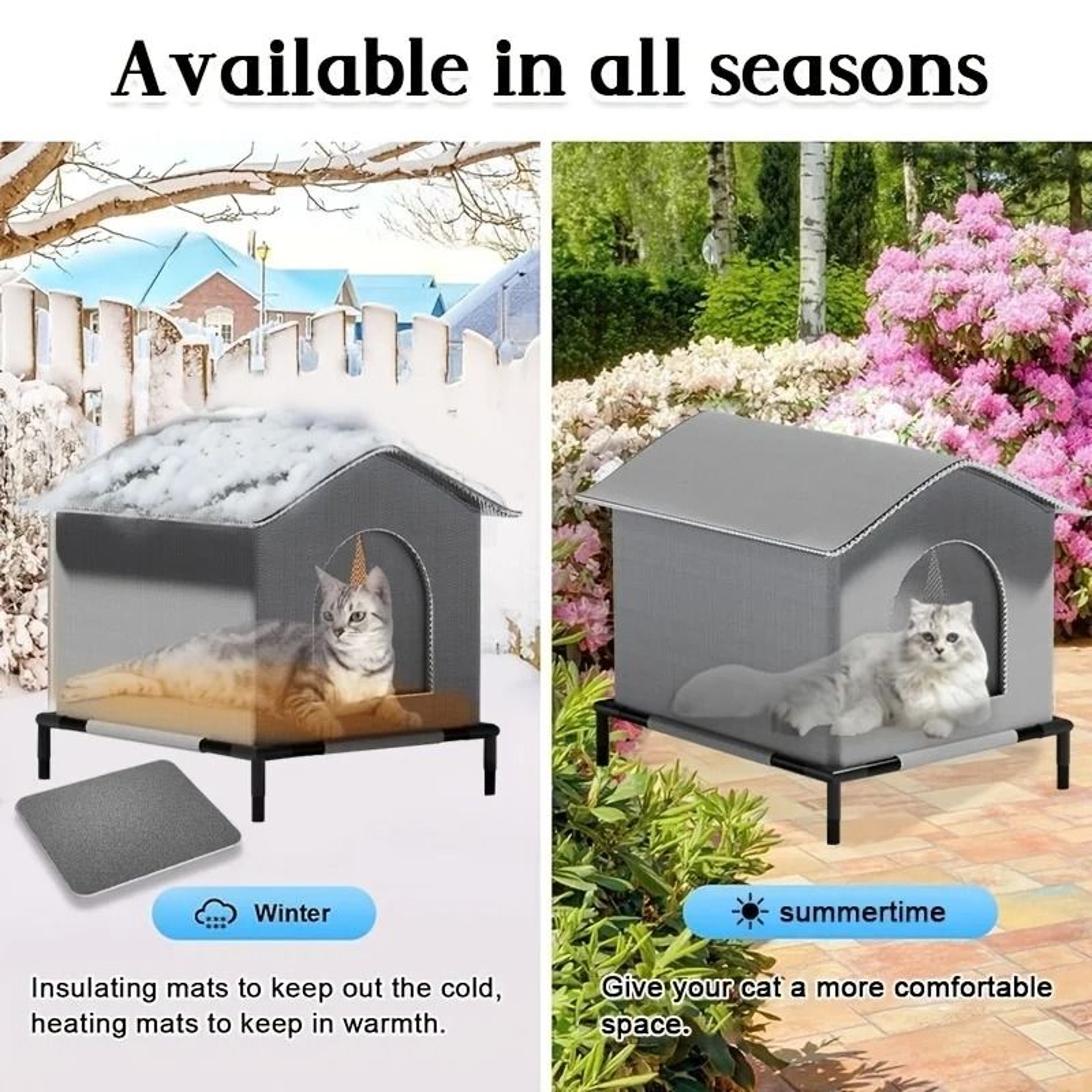 Outdoor Insulated Cat House With Stand 5