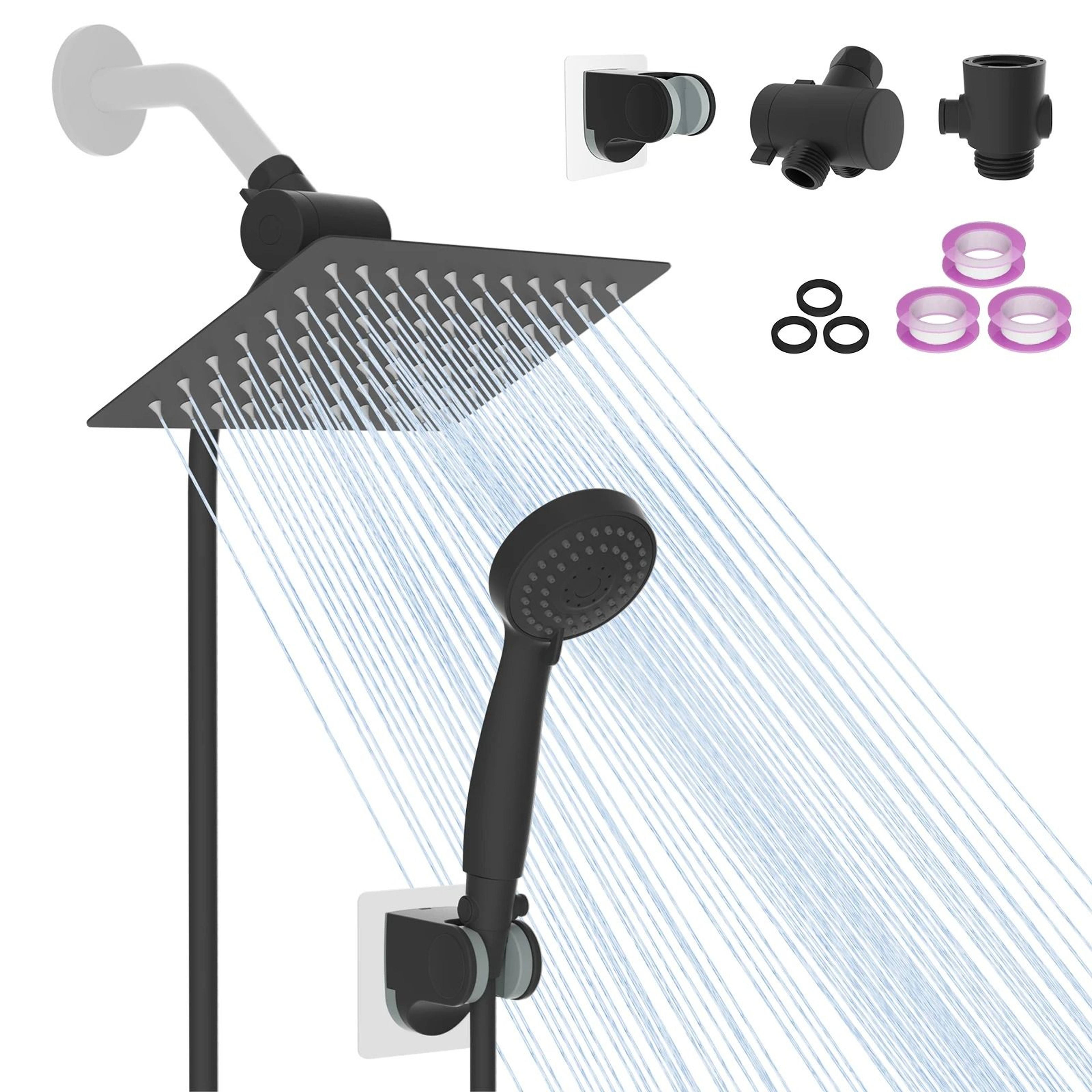 10 In Metal Rainfall Shower Head With Handheld Spray Combo 0