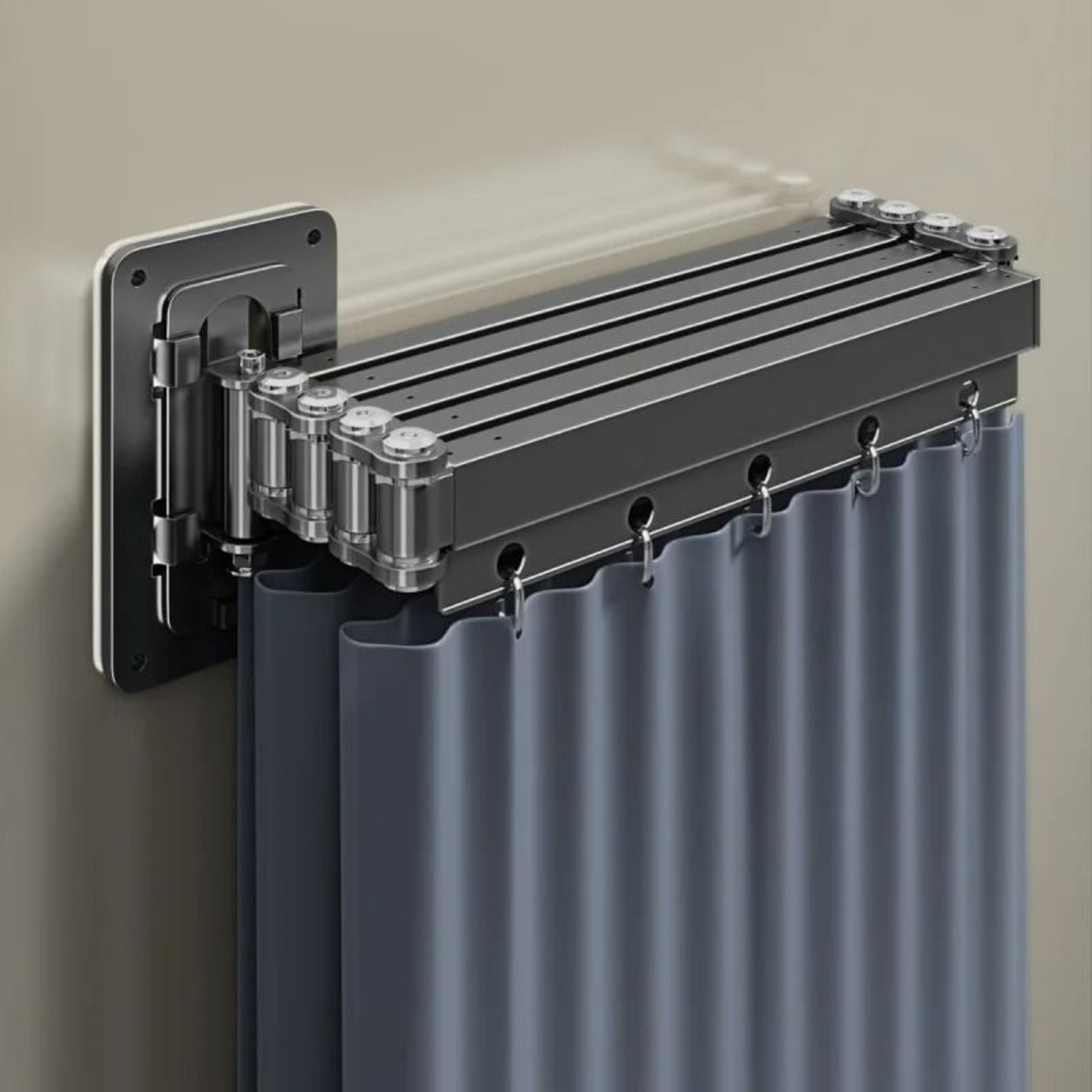 Invisible Folding Shower Partition And Waterproof Curtain Set 1