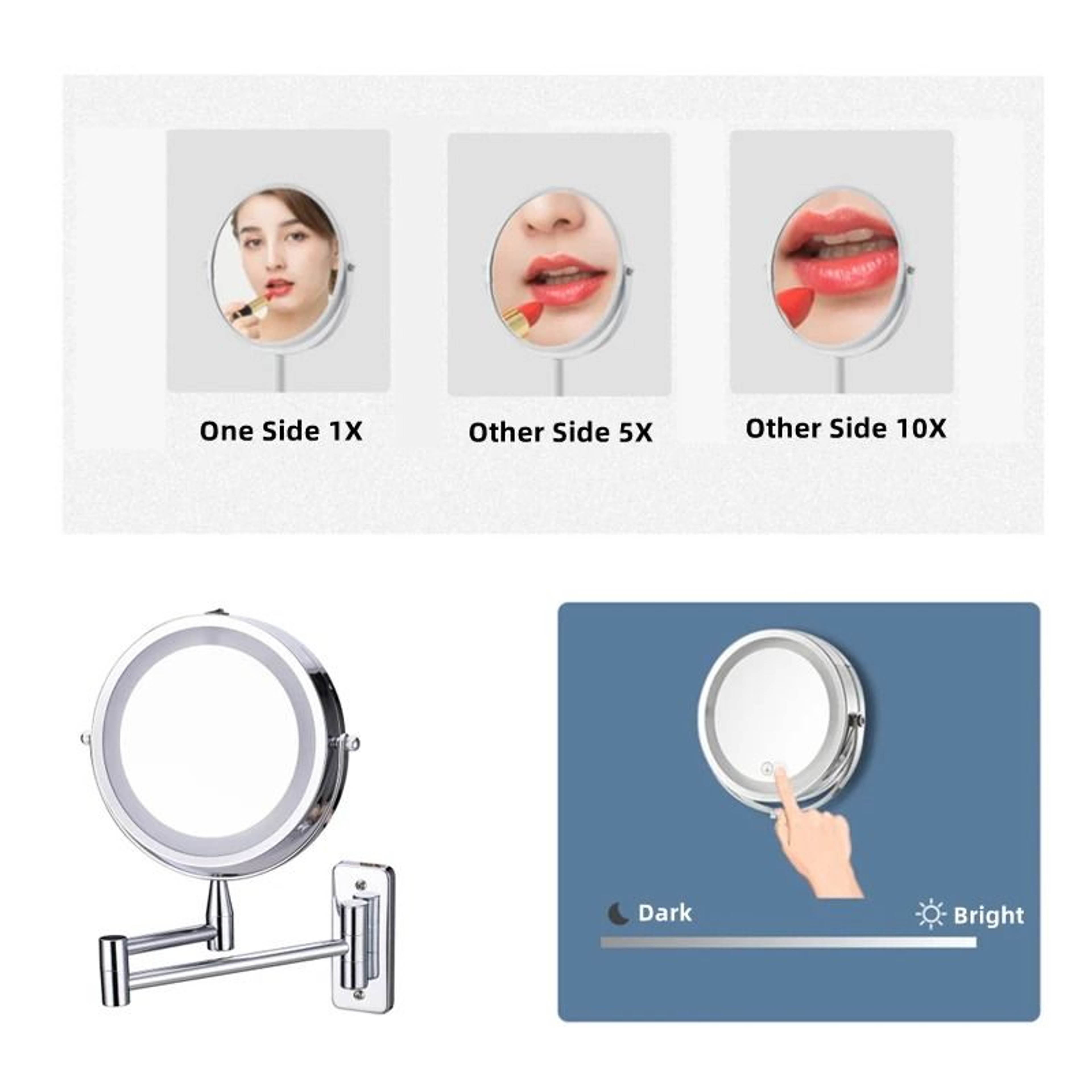 Double Sided Wall Mounted Magnifying Makeup Mirror 5