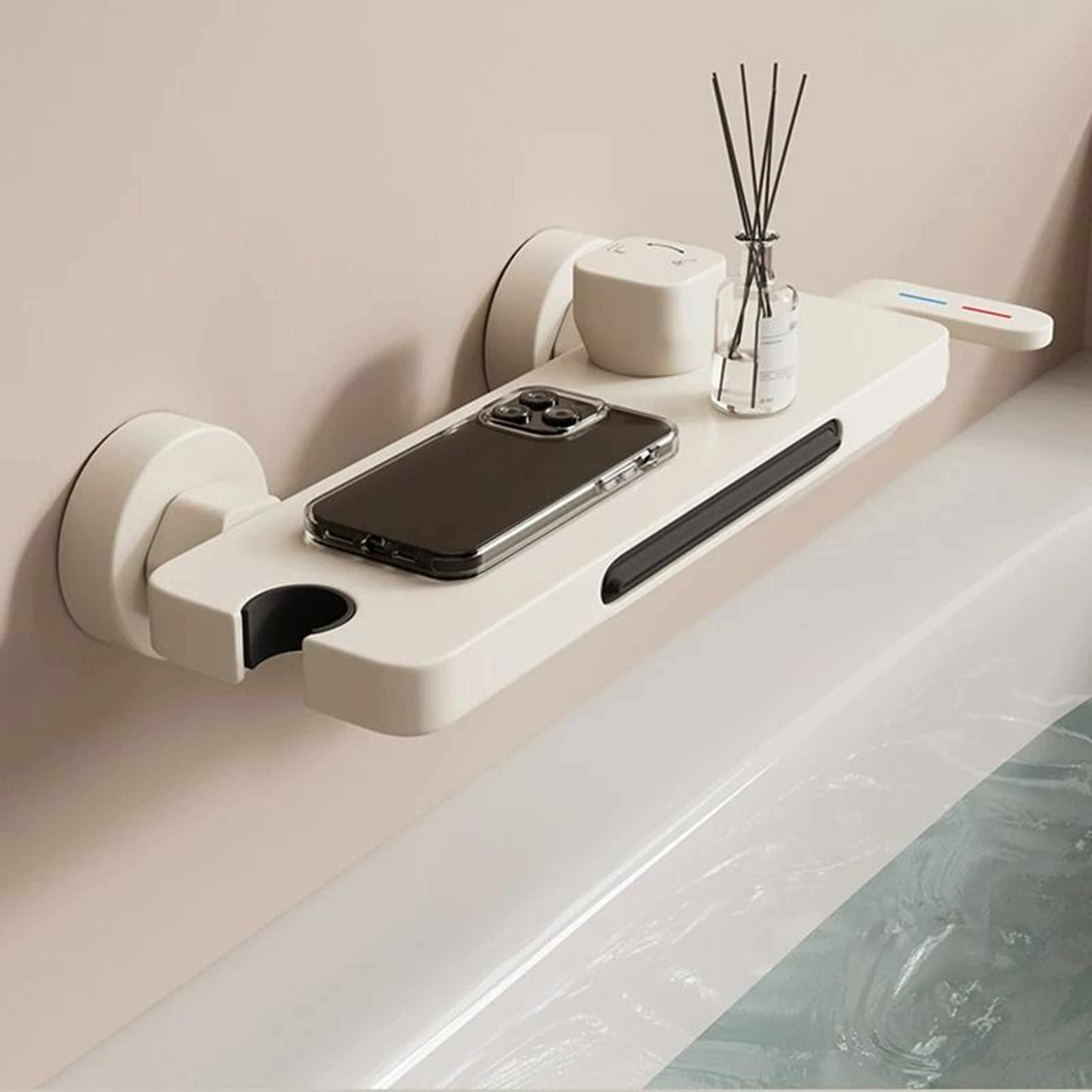 Wall Mounted Waterfall Bathtub Faucet With Handheld Shower Head 1