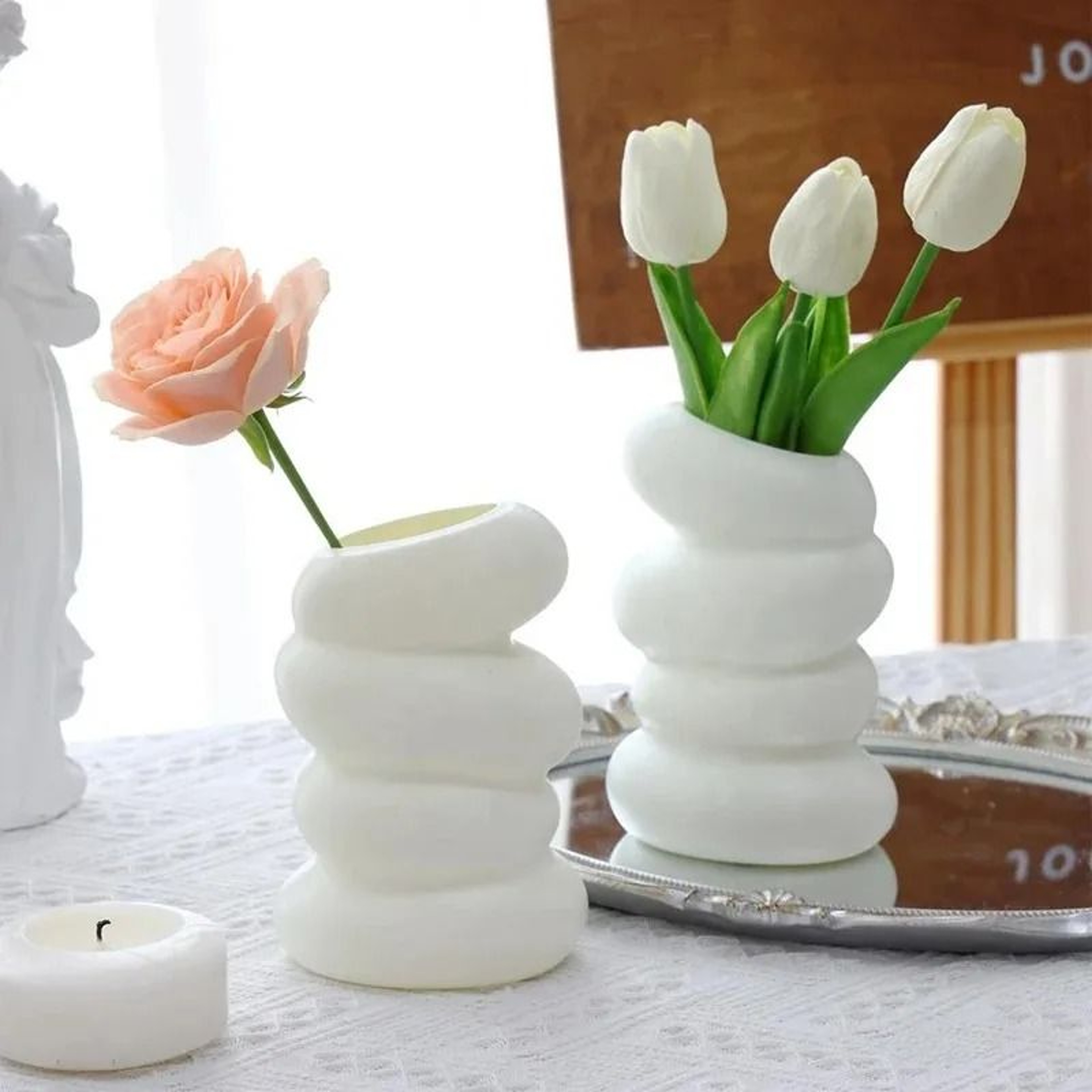 Nordic Spiral White Creative Flower Arrangement Vase 7