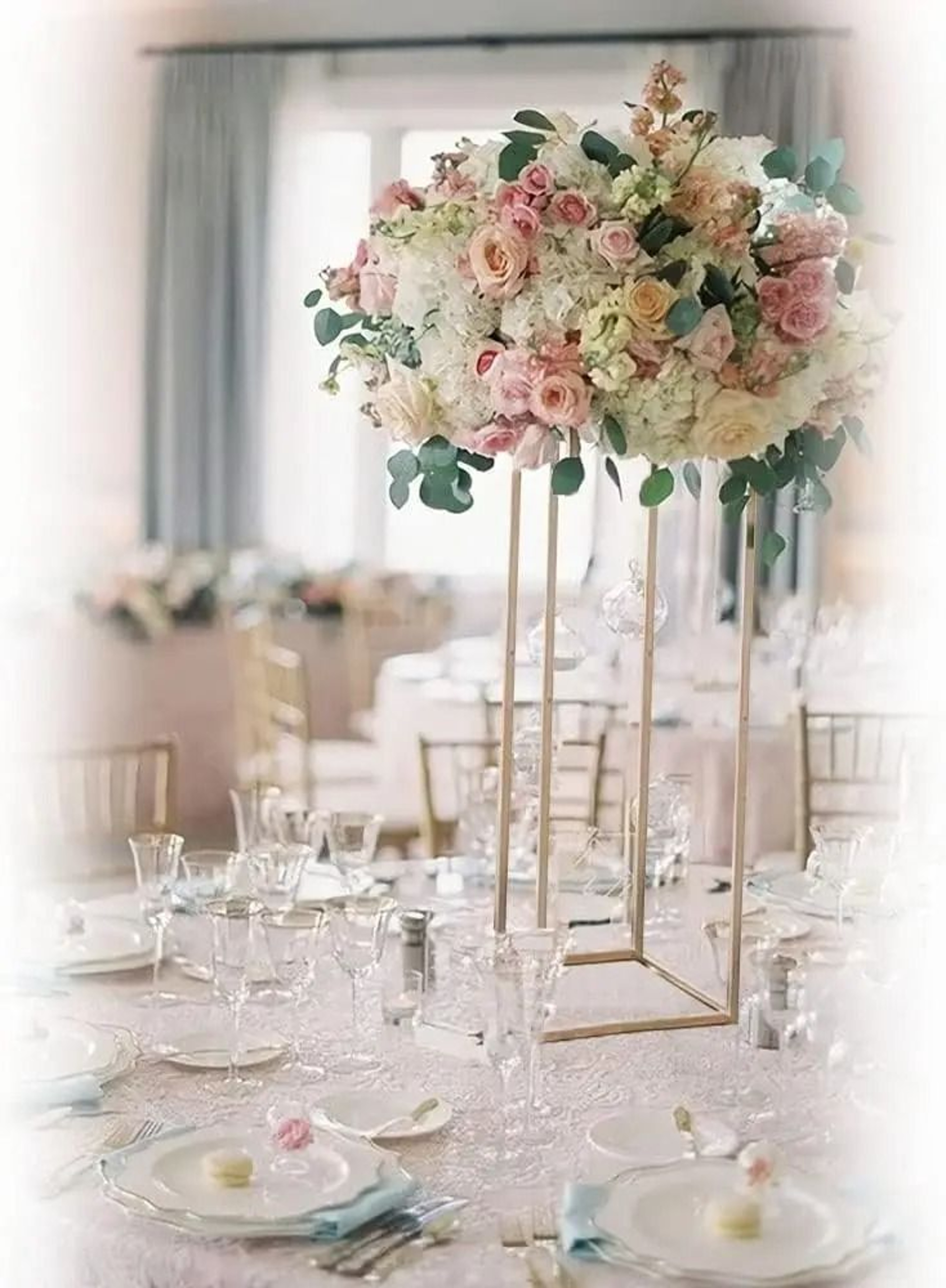Elegant Gold Wedding Flower Vase Stand Set 5