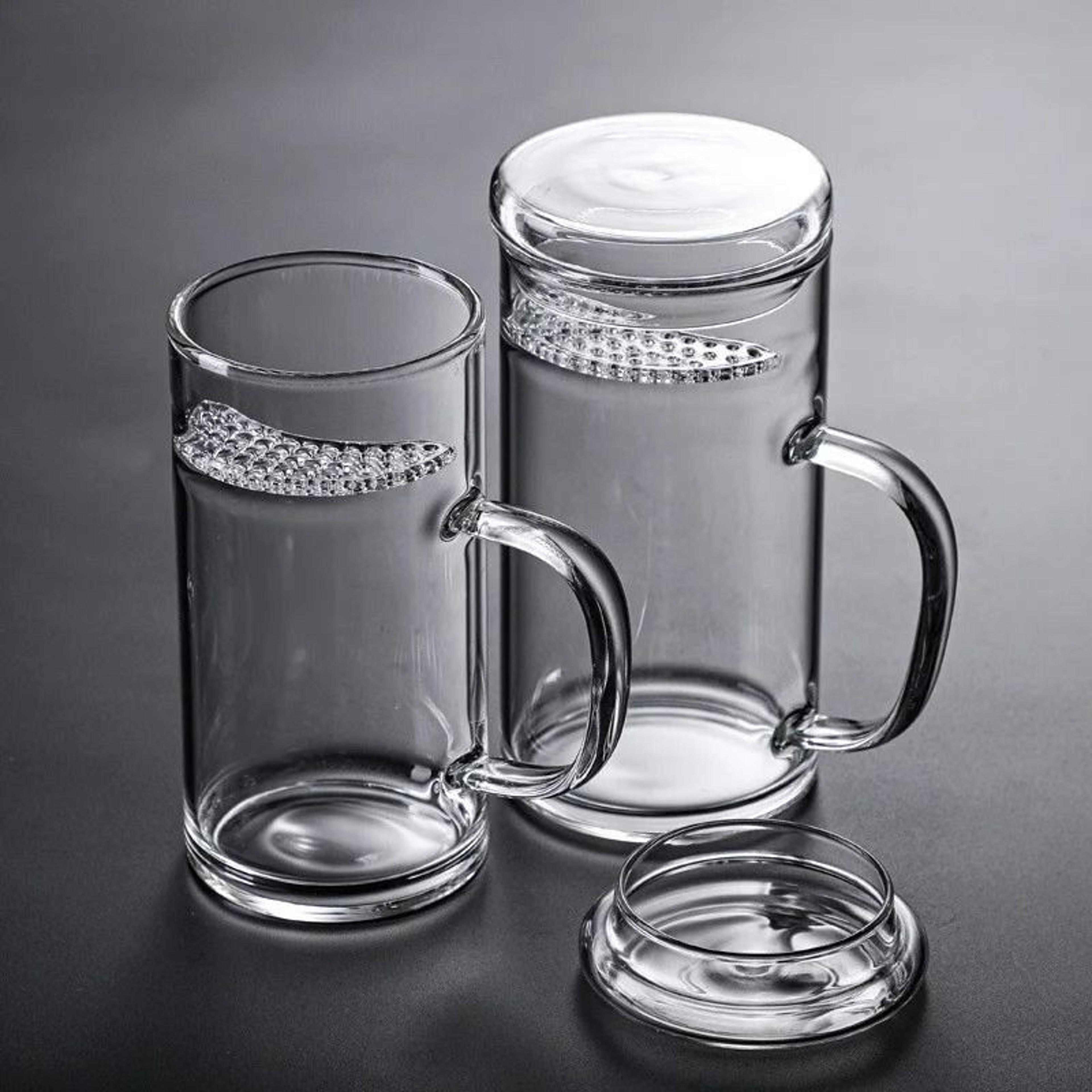 Heat Resistant Glass Green Tea Mug With Crescent Filter 1
